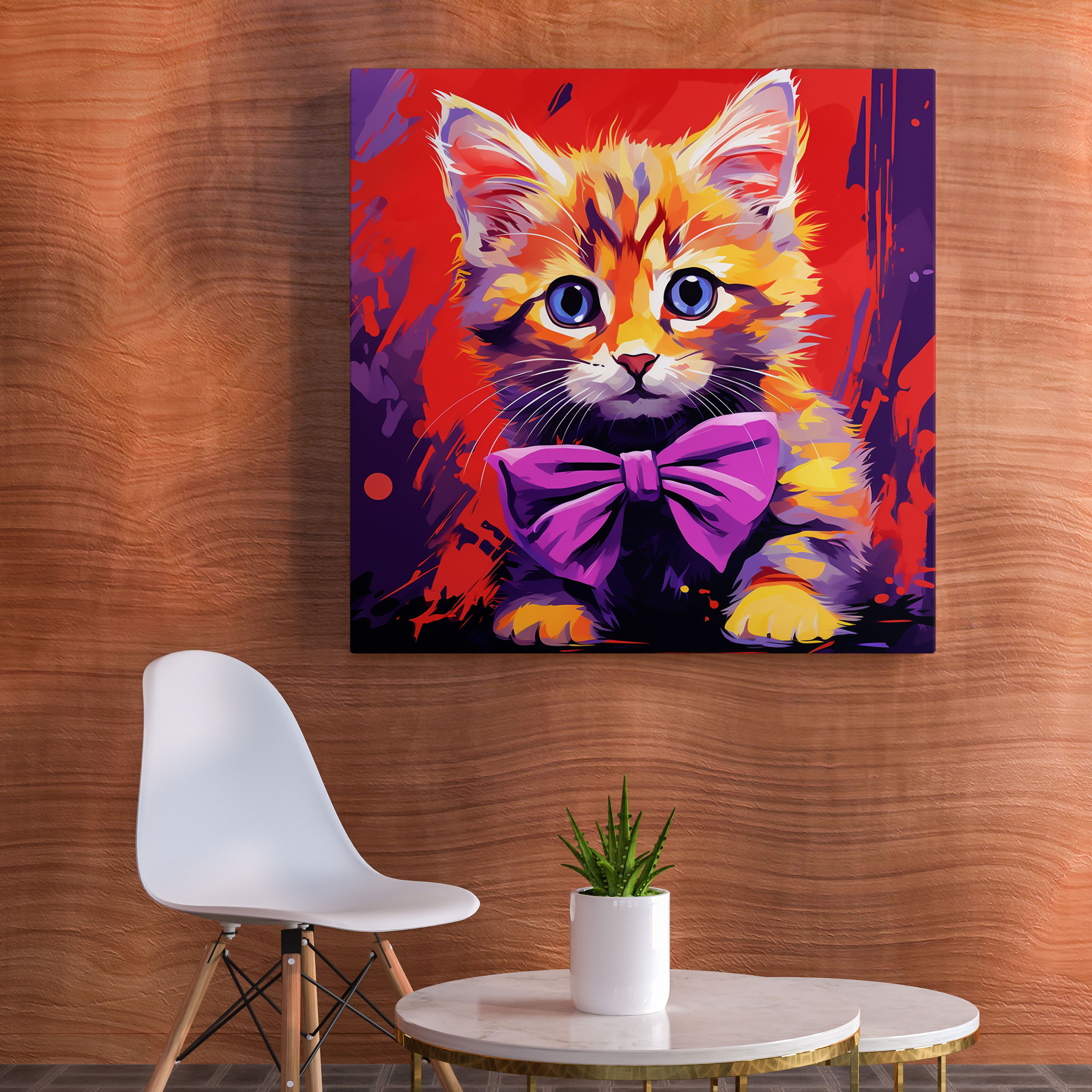 Purple Kitten Wall Art - Pop Art Illustration - Purple, Purple Theme, Pop Art Illustration, Home Decoration