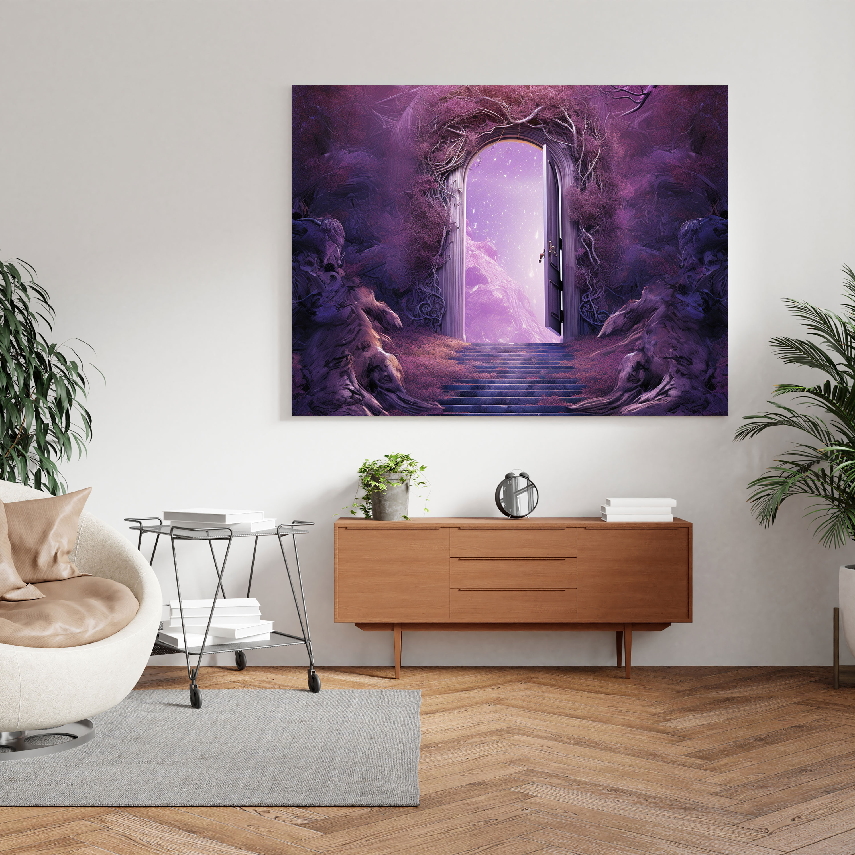 Purple Doorway Canvas Print - Surreal Mixed Media Artwork - Purple, Canvas Print, Wall Decoration, Canvas