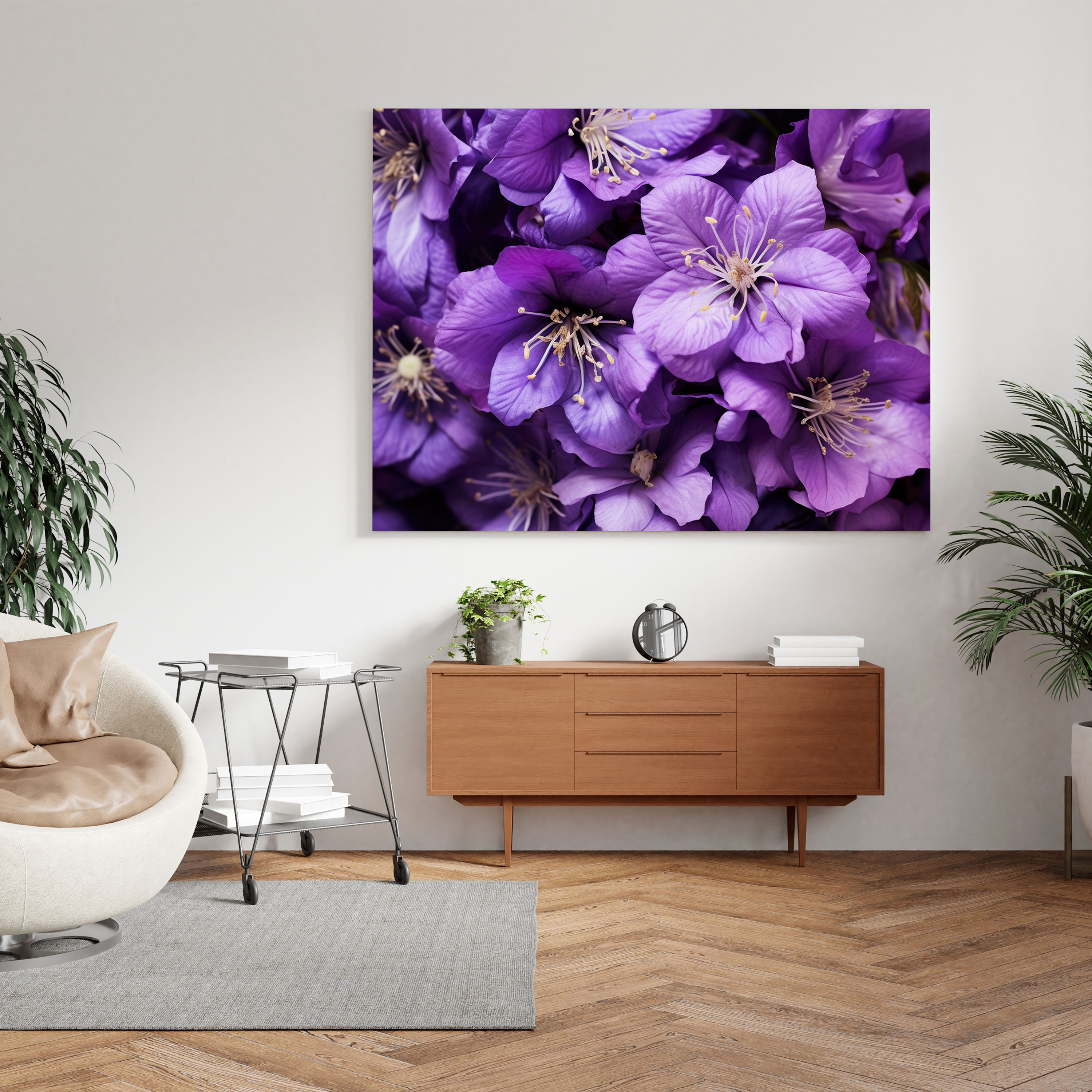 Purple Blooms Canvas Print - Purple, Home Decoration, Purple Canvas Print, Wall Art