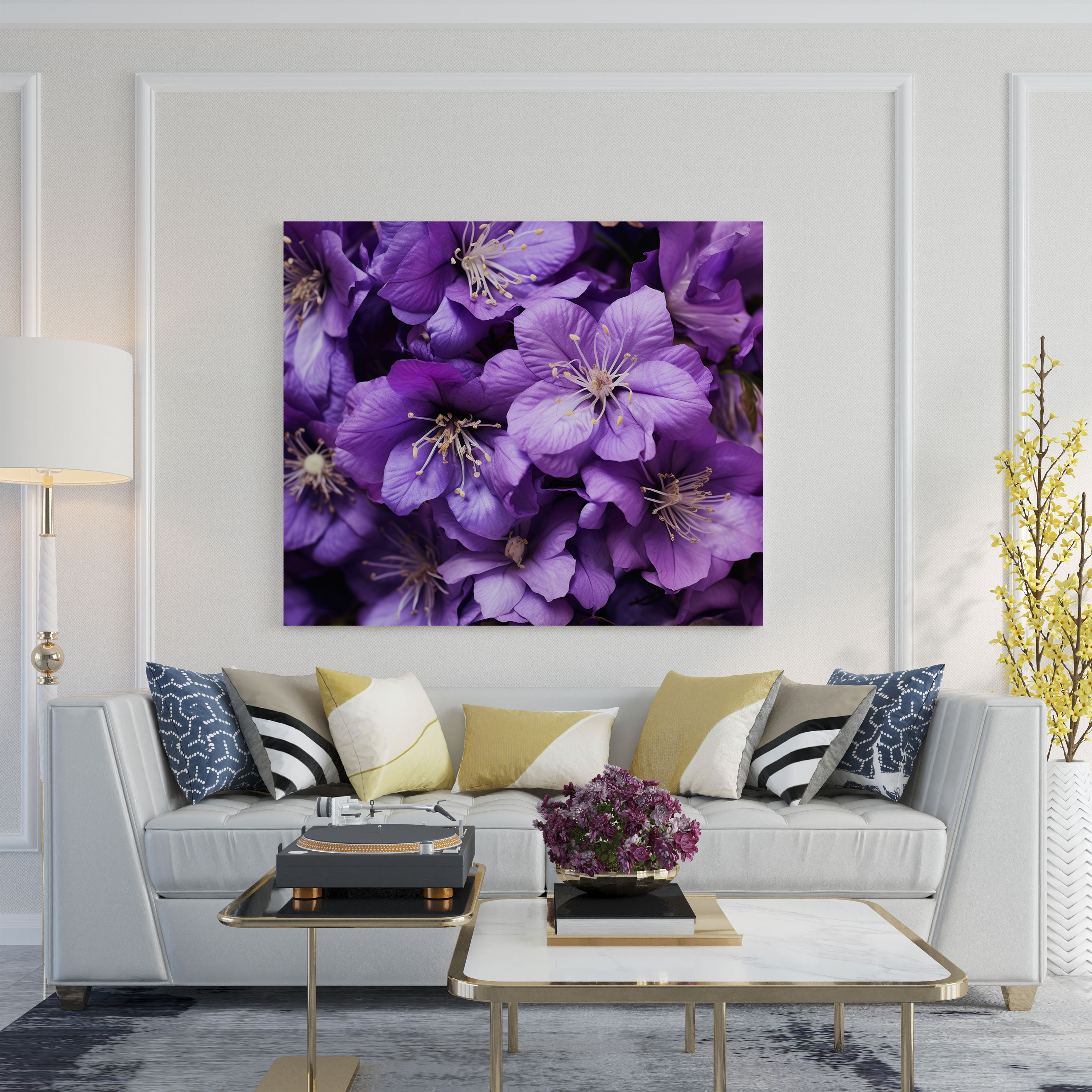 Purple Blooms Canvas Print - Purple, Home Decoration, Purple Canvas Print, Wall Art