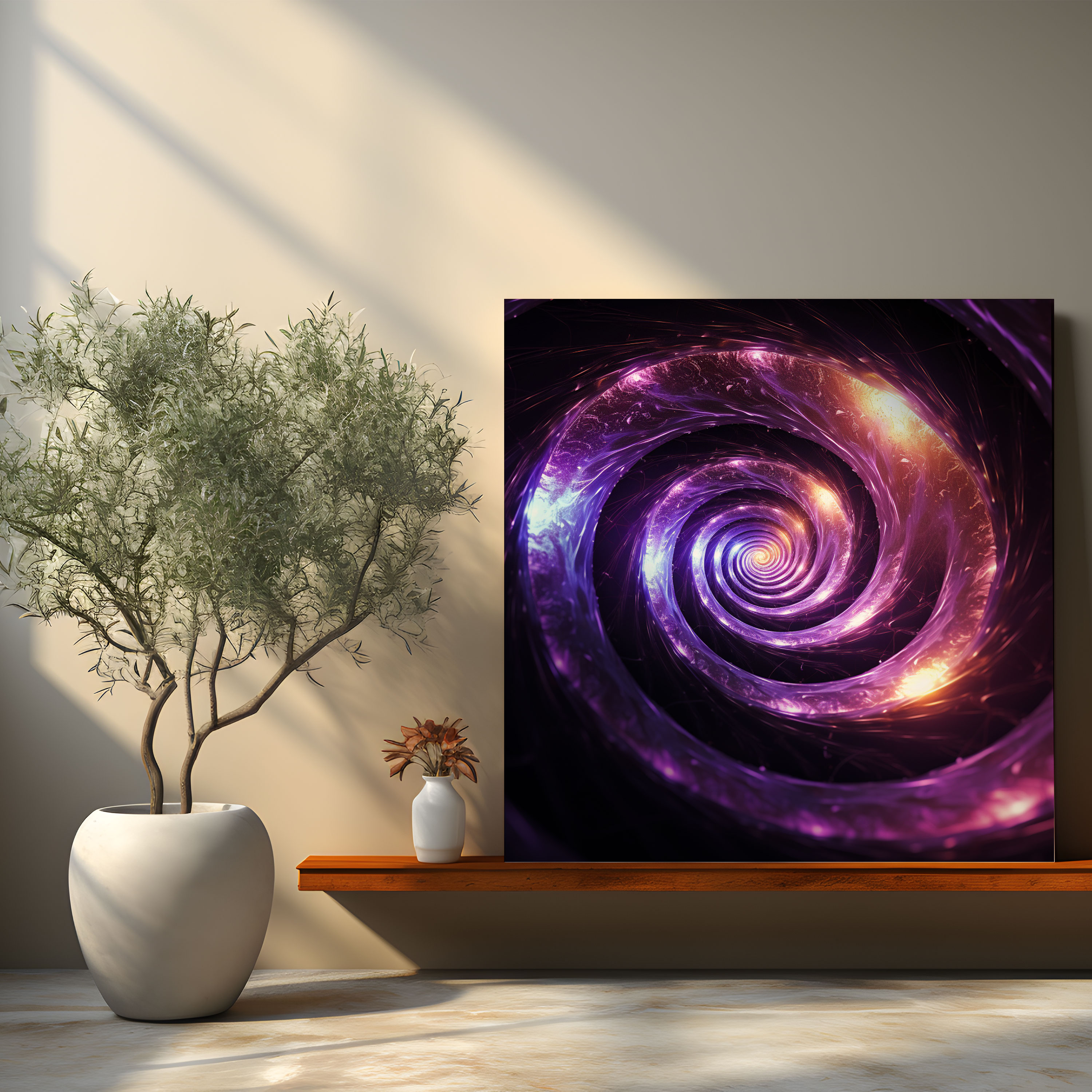 Purple Spiral Canvas Print - Purple, Canvas, Home Decoration, Wall Decoration