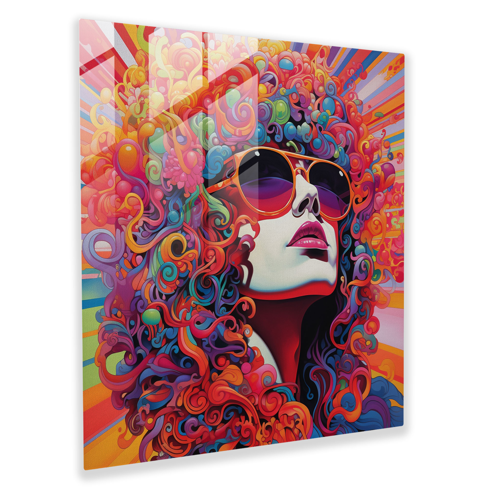 Psychedelic Vibes Glass Print - Retro, Glass Wall Art, Glass Art, Abstract Shapes