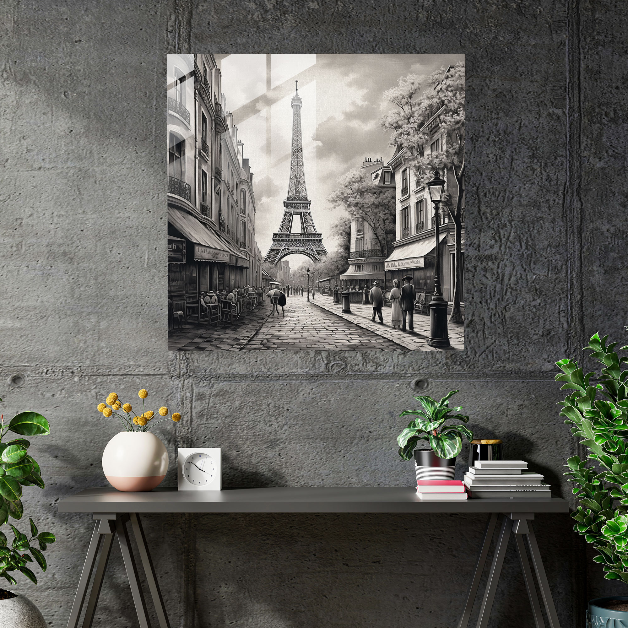 Glasbild Eiffelturm im Vintage-Stil - Retro Paris Nostalgie