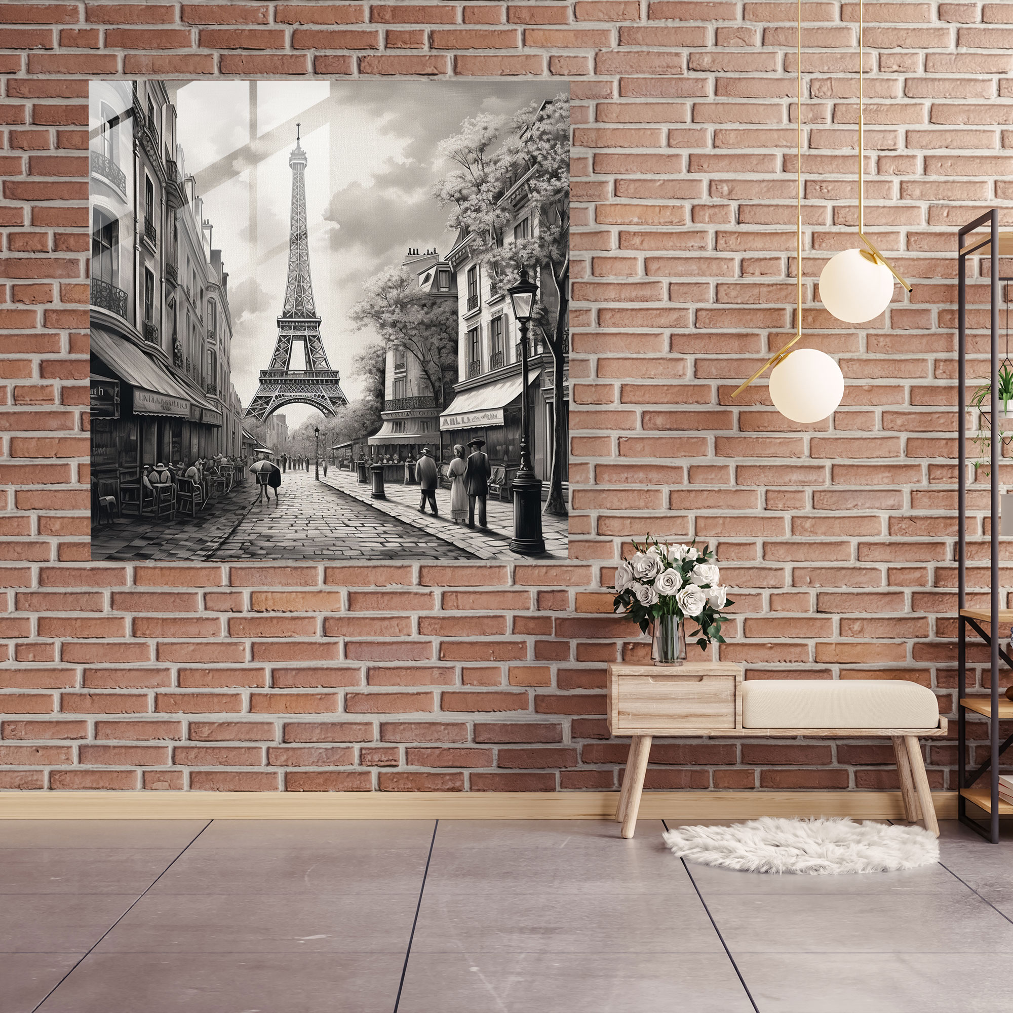Glasbild Eiffelturm im Vintage-Stil - Retro Paris Nostalgie