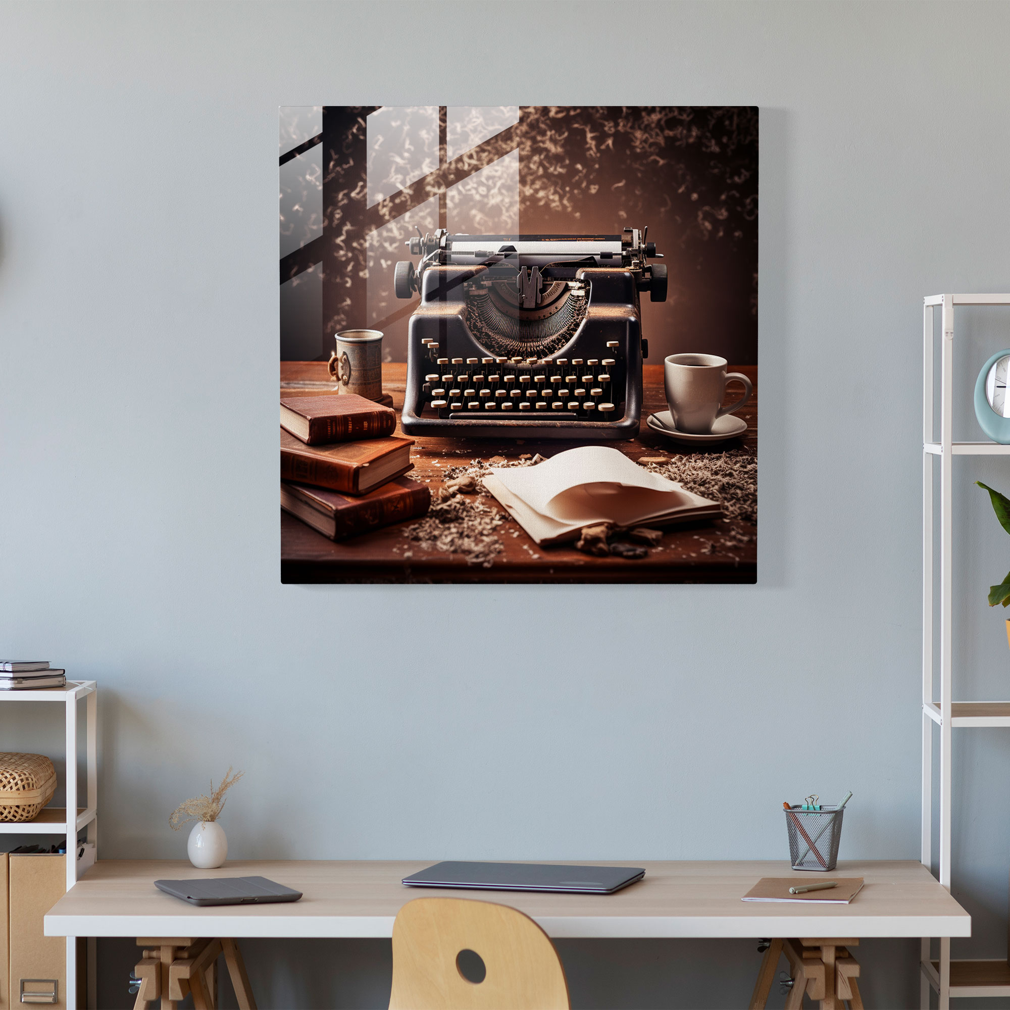Glasbild Vintage Schreibmaschine - Retro Wohnkultur Nostalgie