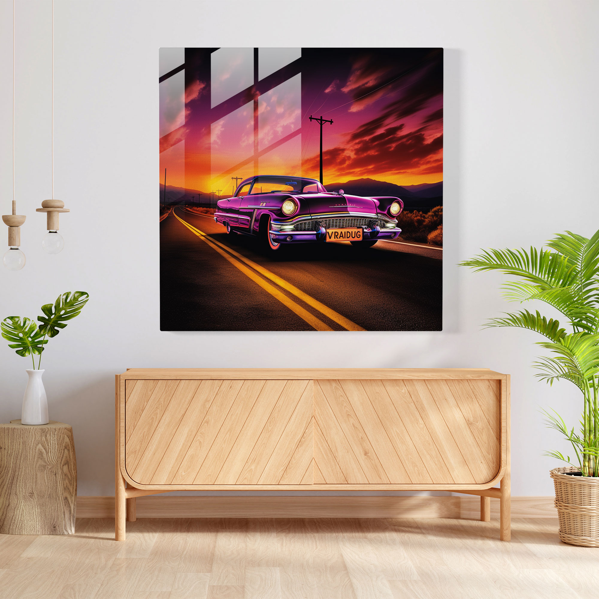 Retro Neon Sign Glasbild - Retro Neon Sign Glas Kunst