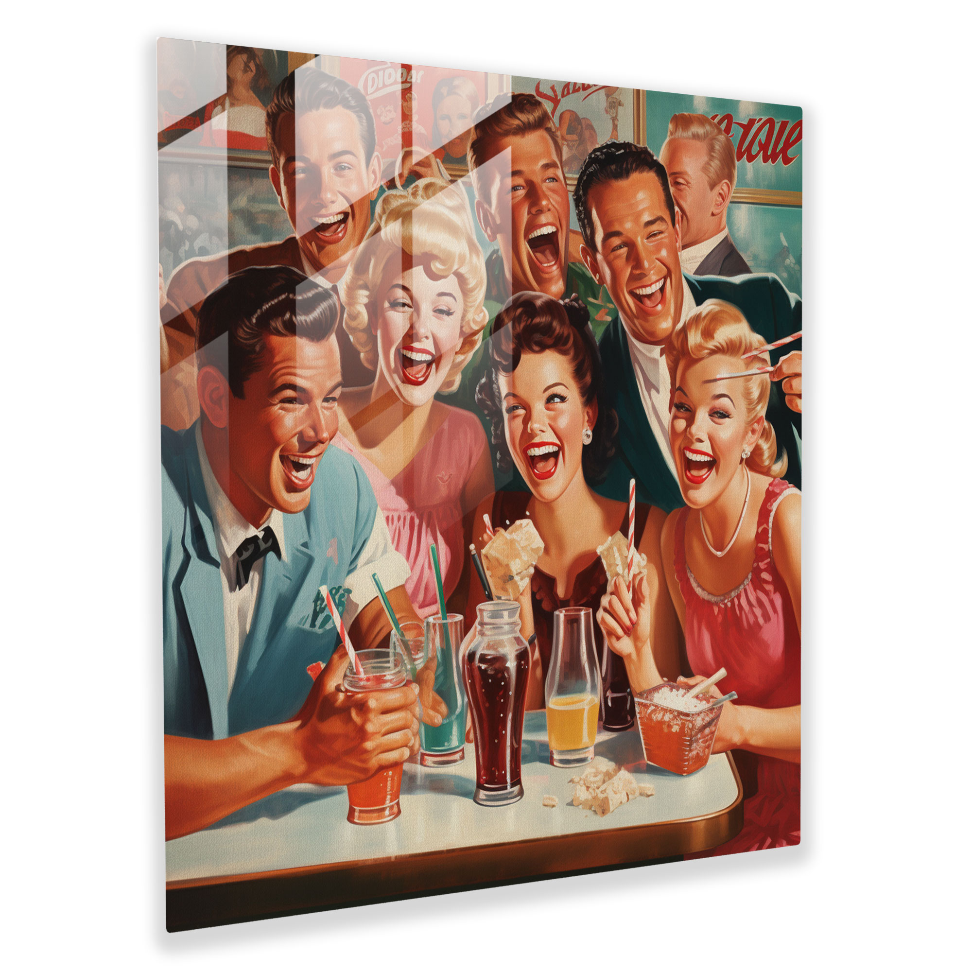 Glasbild im Vintage Soda Shop-Stil - Retro Vintage Poster Moderne Kunst Soda Shop.