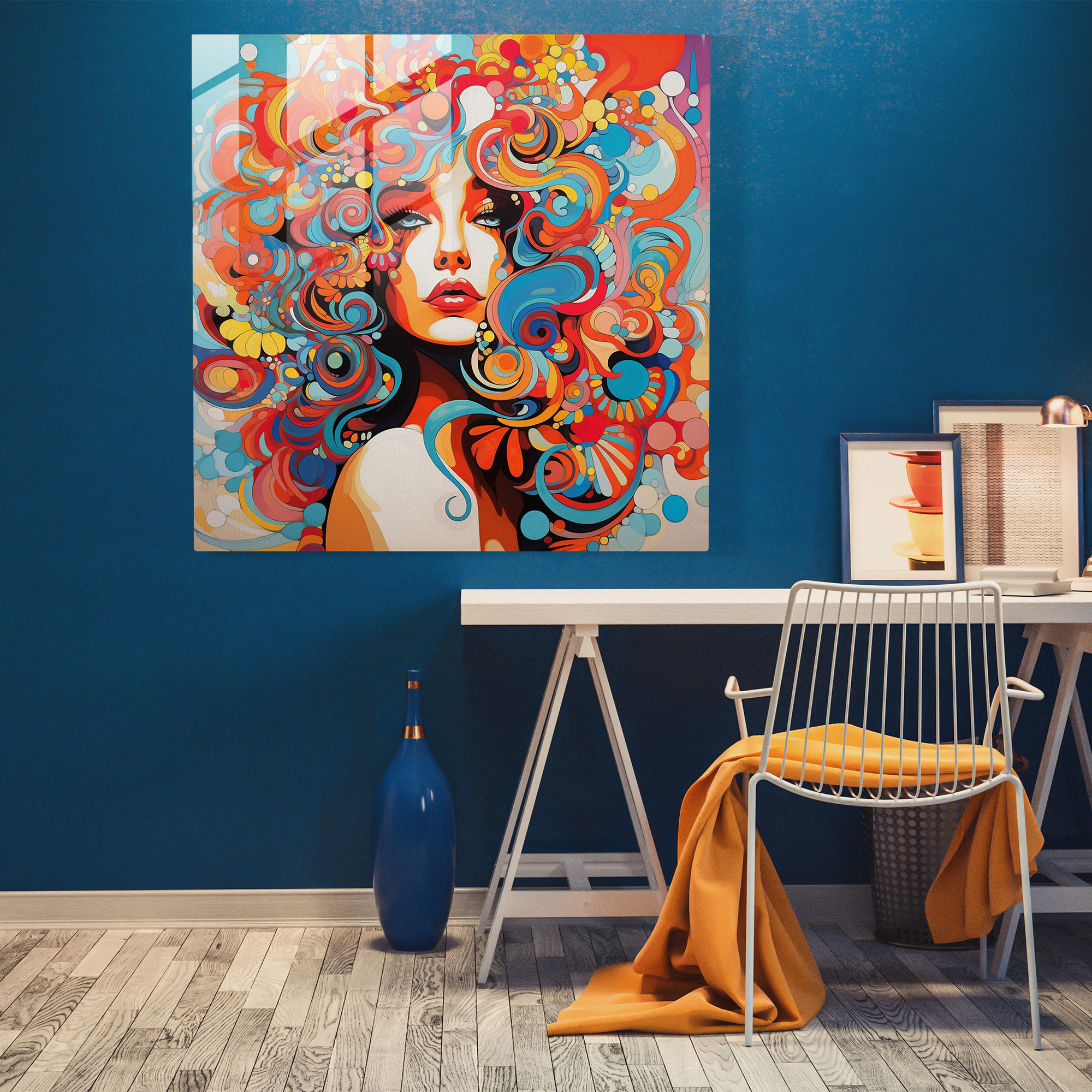 Psychedelic Swirls Glass Print - Retro, Psychedelic, Home Decoration, Pop Art