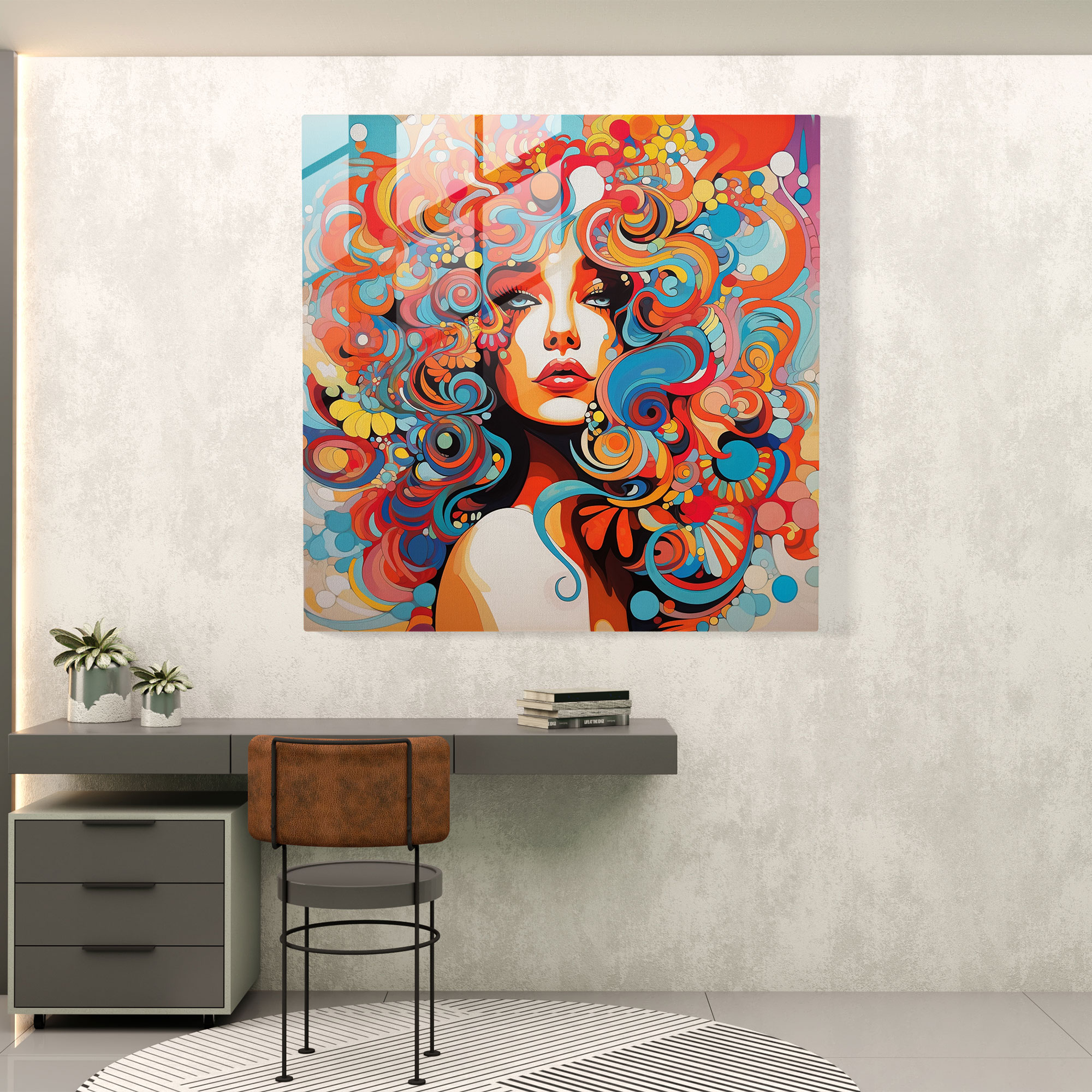 Psychedelic Swirls Glass Print - Retro, Psychedelic, Home Decoration, Pop Art