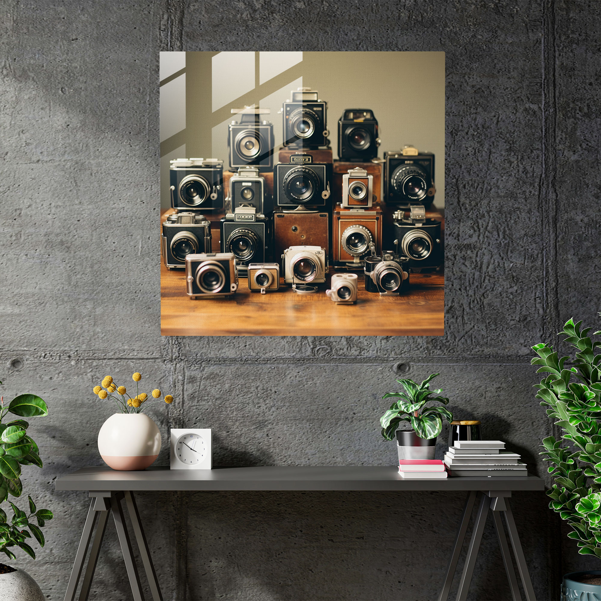 Vintage Film Camera Glass Print - Retro, Modern Art, Wall Decoration, Vintage Film Camera