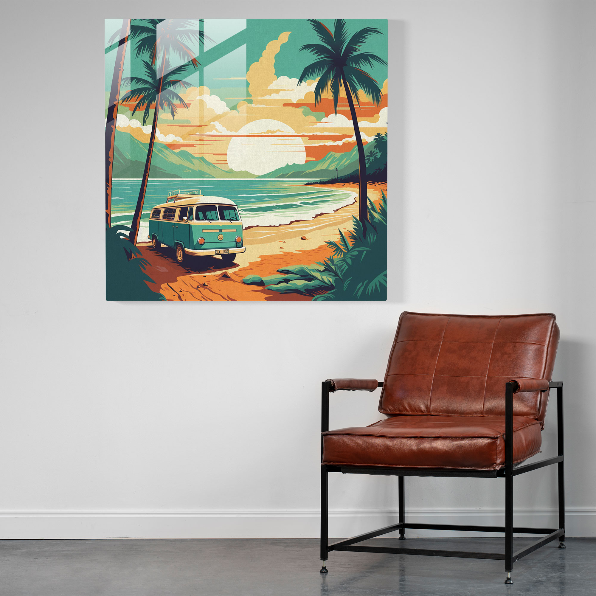 Vintage Travel Poster Glass Print - Retro, Retro, Glass Art, Home Decoration
