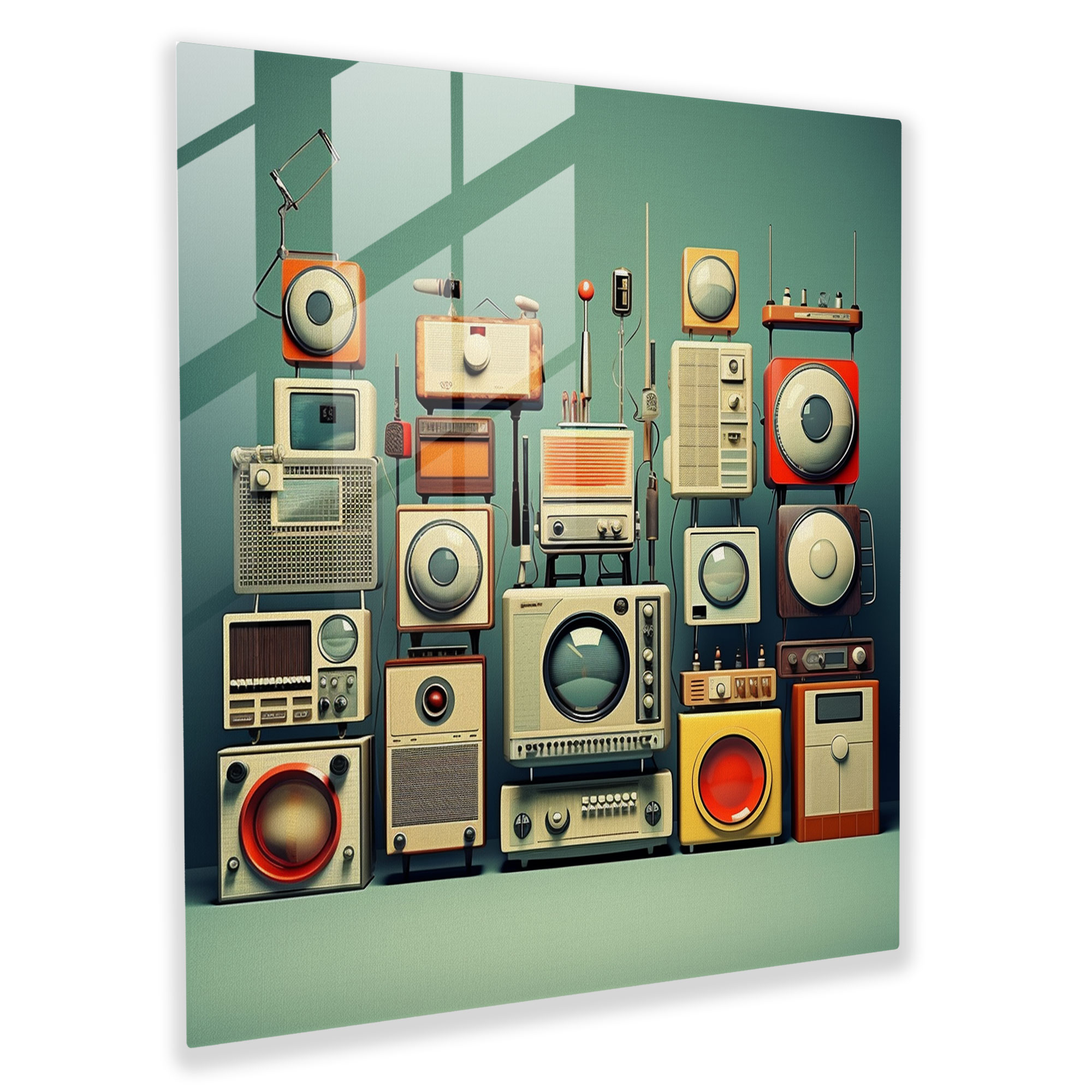 Glasbild Retro-Technologie - Retro Modernes Kunstwerk Glasbild Wohnkultur
