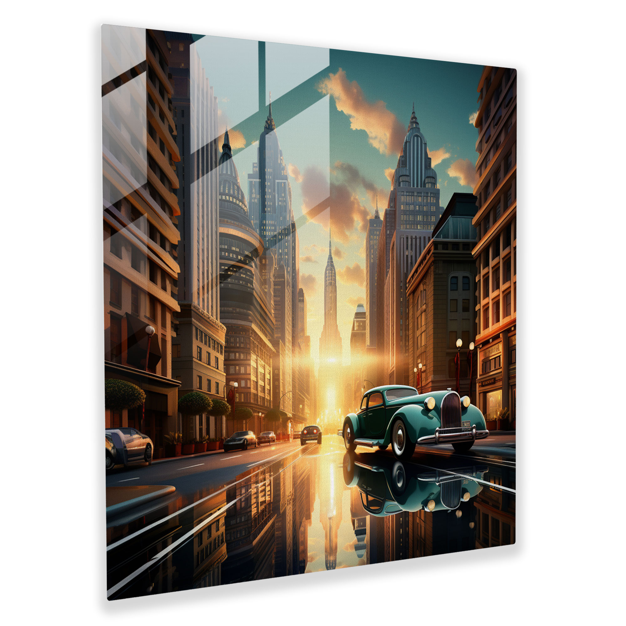 Art Deco Architecture Glass Print - Retro, Retro, Cityscape, Glass Wall Art