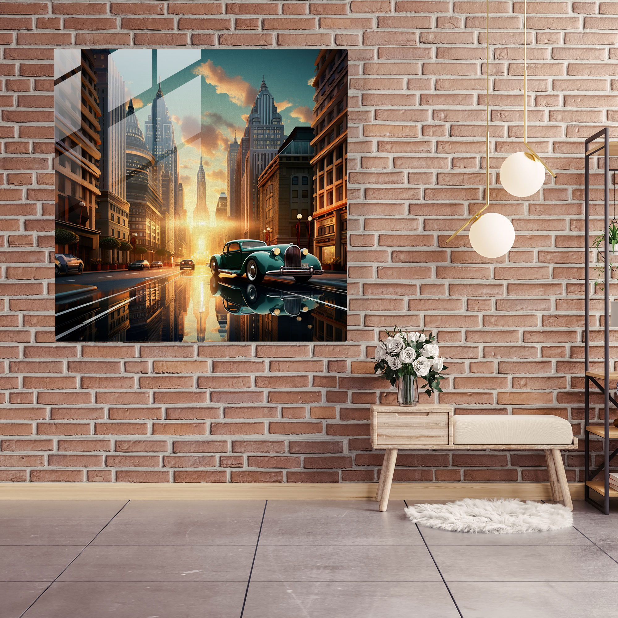 Art Deco Architecture Glass Print - Retro, Retro, Cityscape, Glass Wall Art