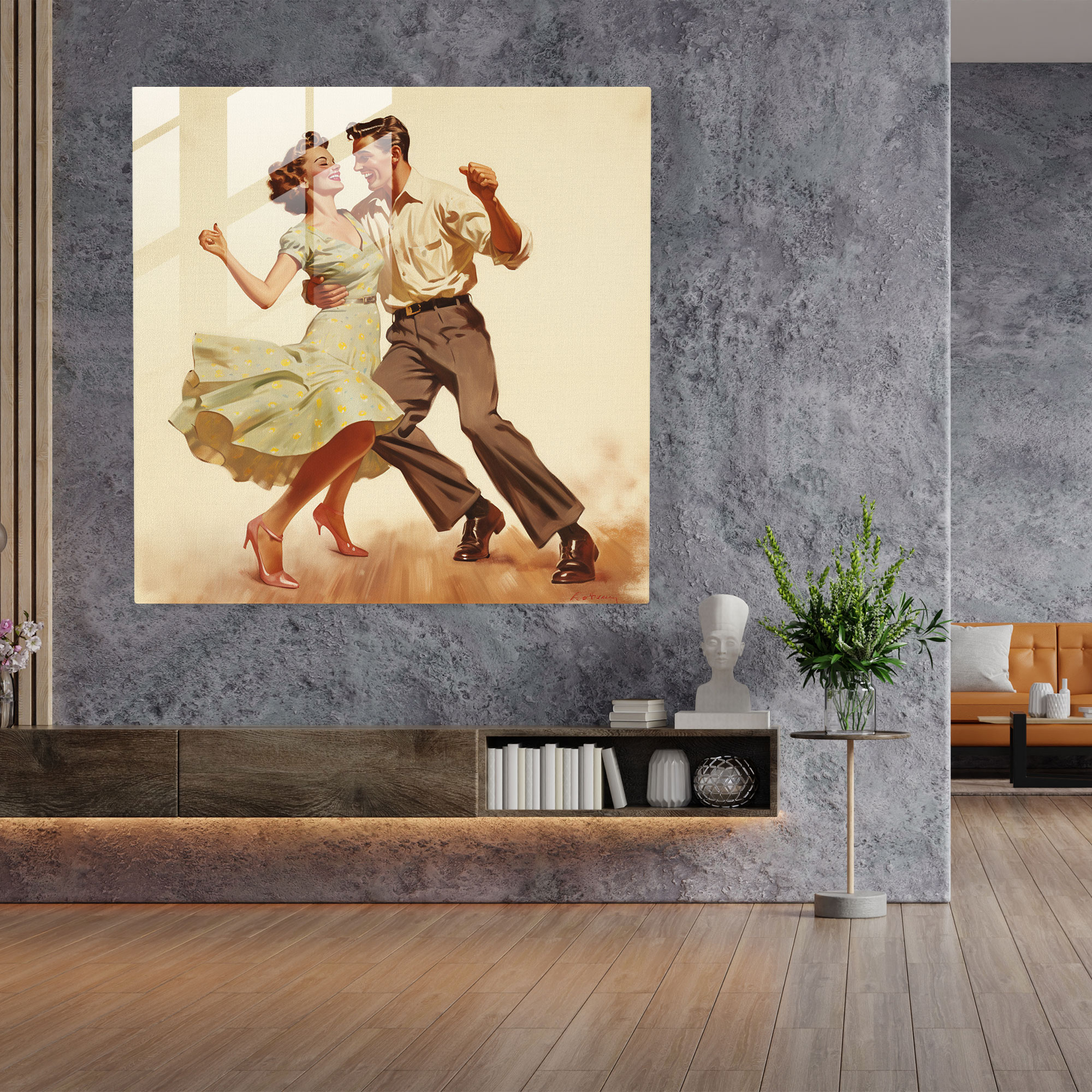 Retro Jitterbug Glass Print - Retro, Glass Wall Art, Glass Art, Jitterbug