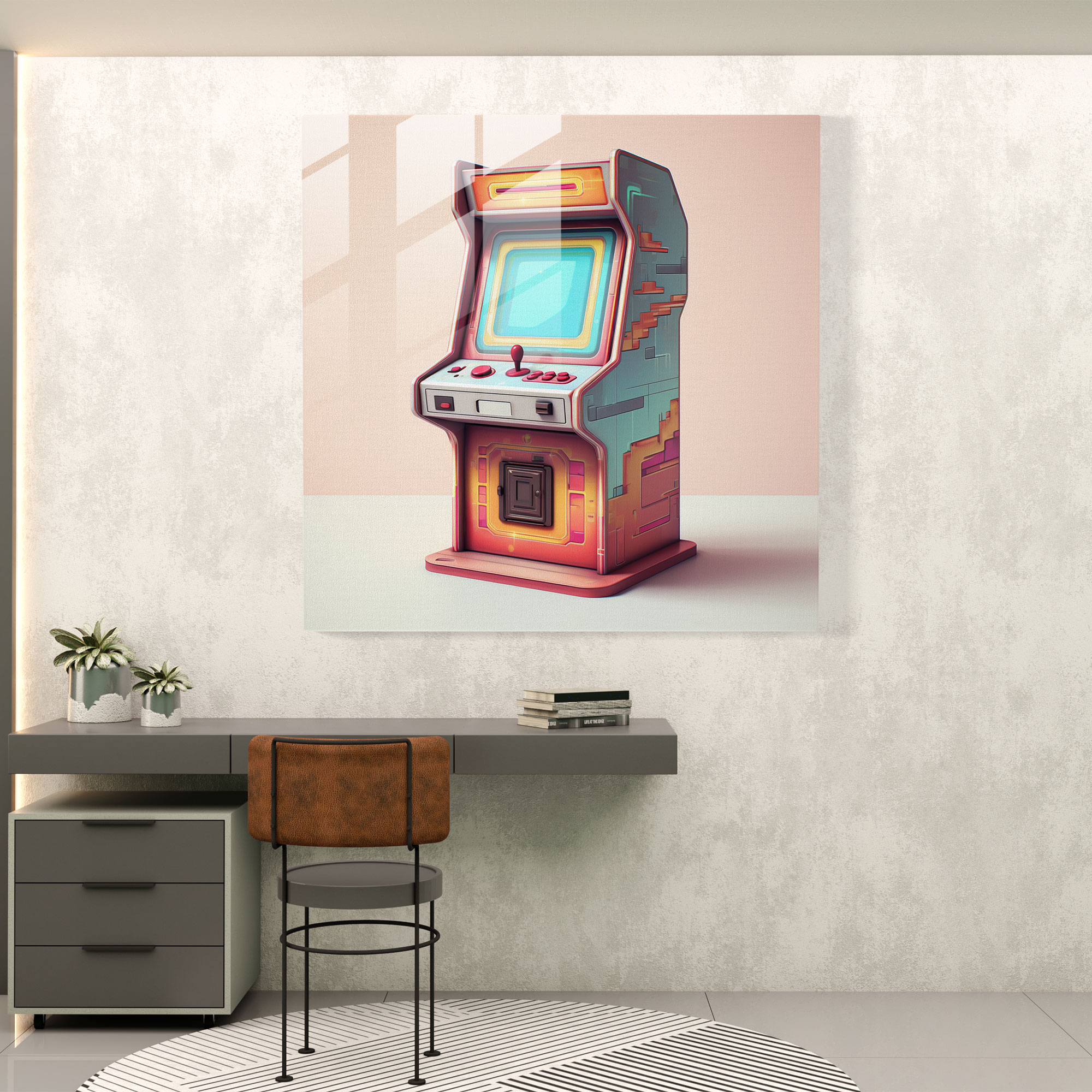 Retro Pixel Arcade Glasbild - Retro Pixel Art Modern Art