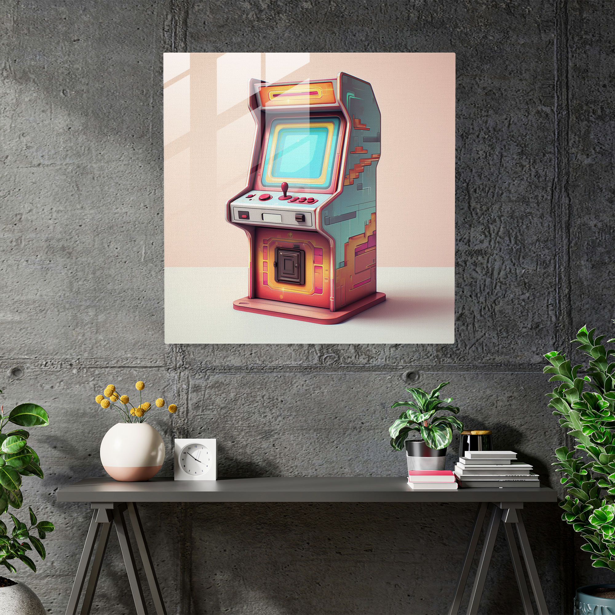 Retro Pixel Arcade Glasbild - Retro Pixel Art Modern Art