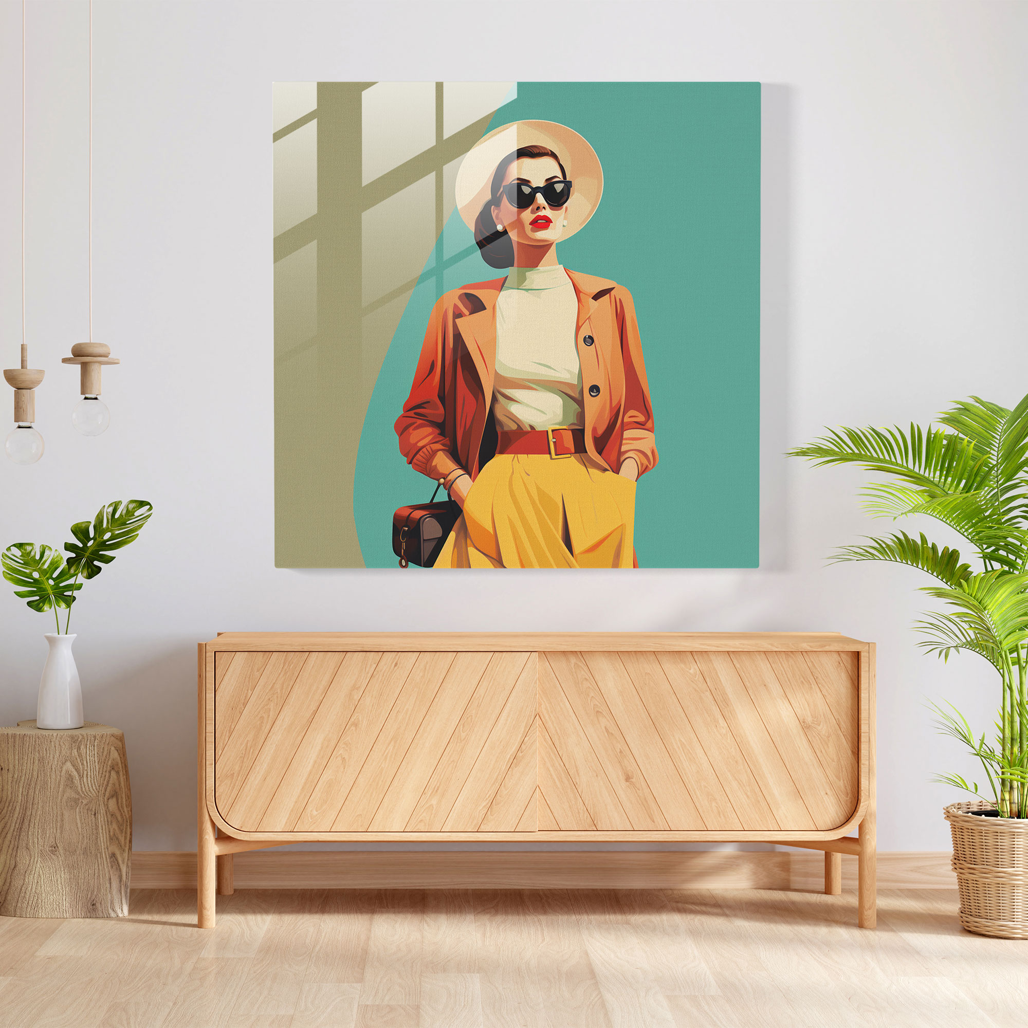Retro Fashion Glass Print - Retro, Home Decoration, Retro Fashion, Glass Print