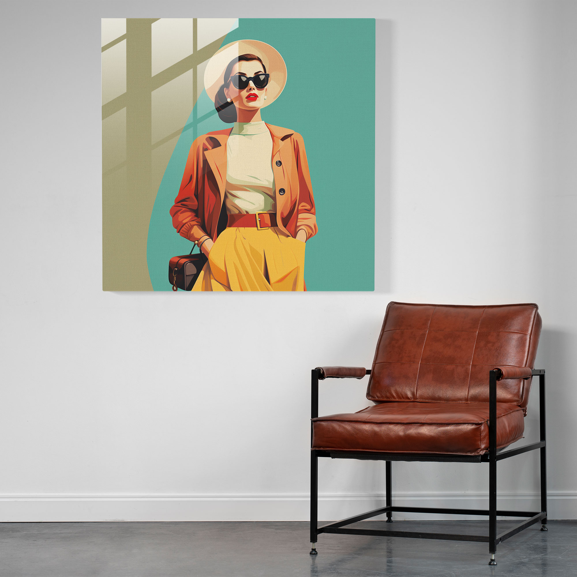 Retro Fashion Glass Print - Retro, Home Decoration, Retro Fashion, Glass Print