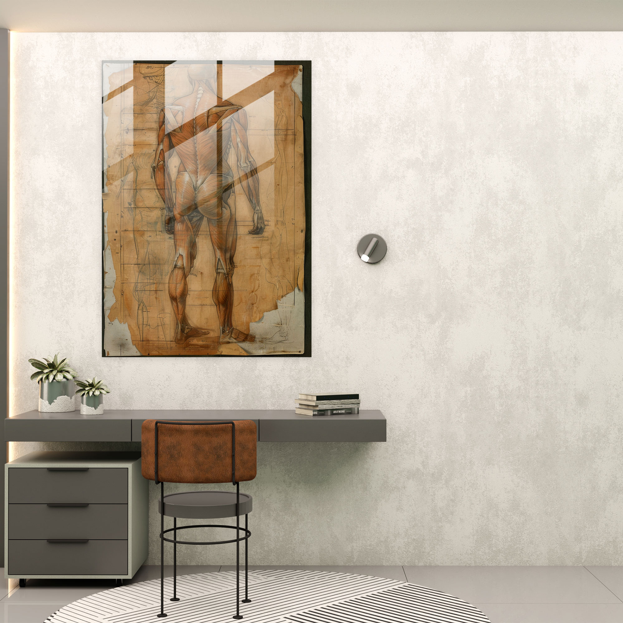 Raffaello Sanzio Modern Sanat - İnsan Anatomi Cam Tablo - Duvar Sanatı Ev Dekorasyonu