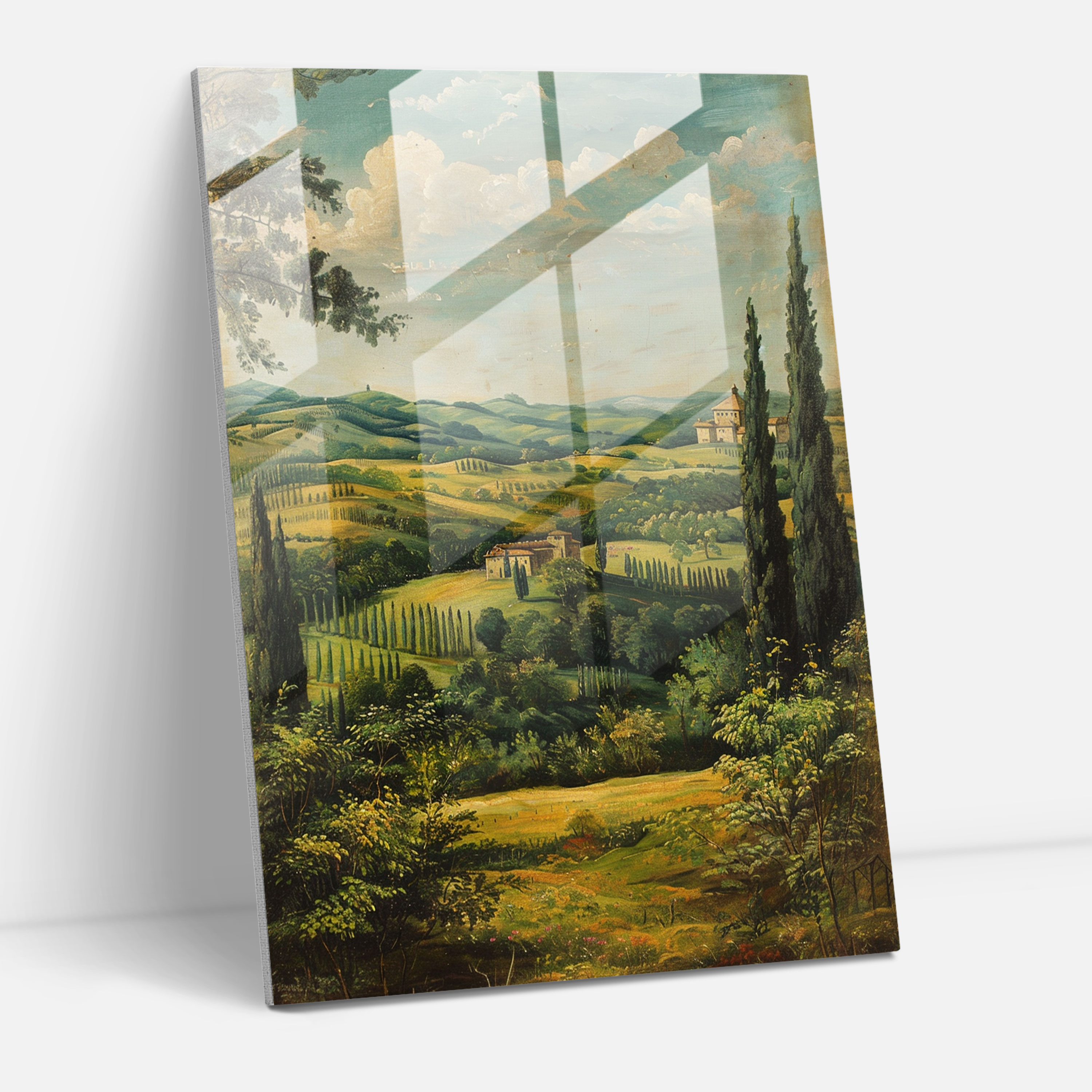 Raffaello Sanzio Cam Tablo - Huzurlu Manzara Cam Tablosu - Duvar Süsleme Raffaello Sanzio