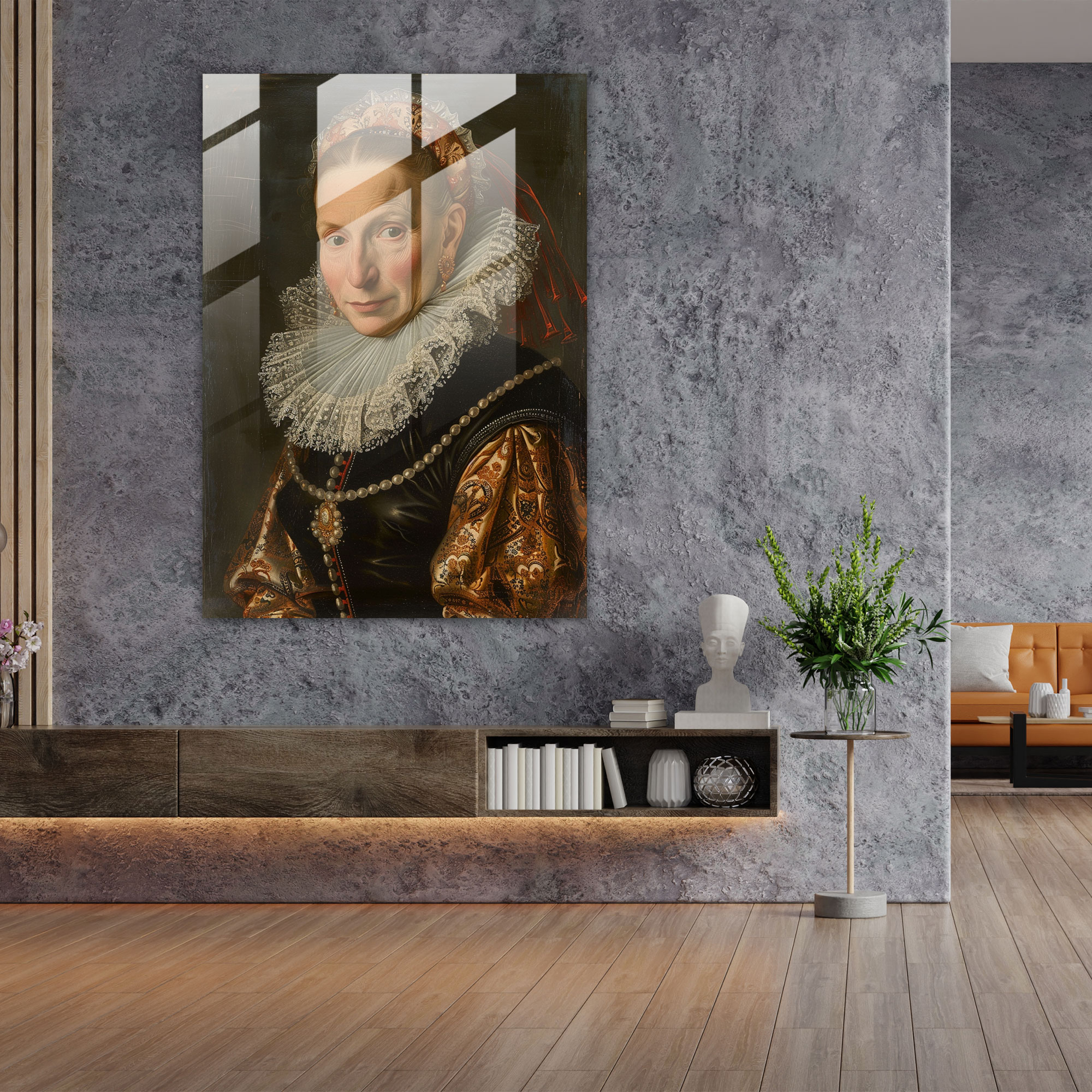 Raffaello Sanzio Modern Sanat - Asil Kadın Portresi Cam Tablo - Modern Sanat Duvar Sanatı