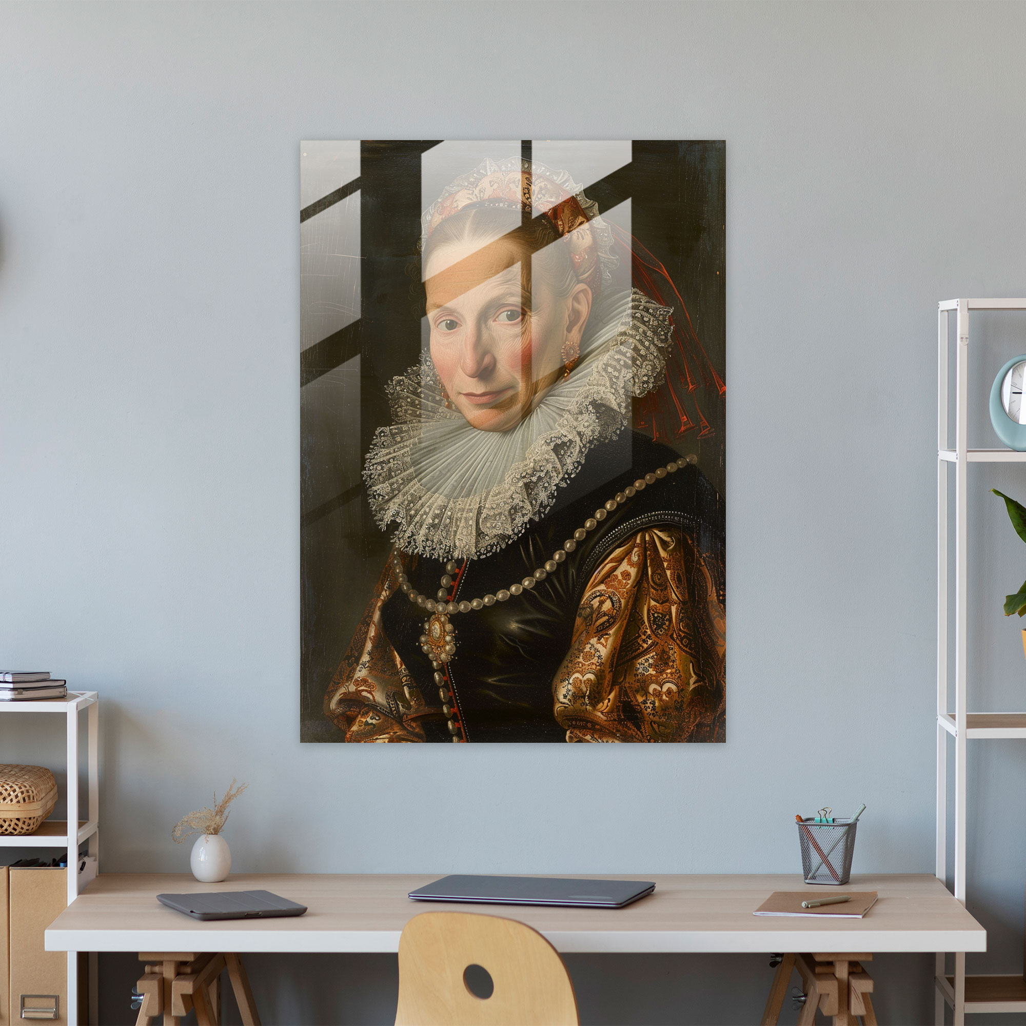 Raffaello Sanzio Modern Sanat - Asil Kadın Portresi Cam Tablo - Modern Sanat Duvar Sanatı