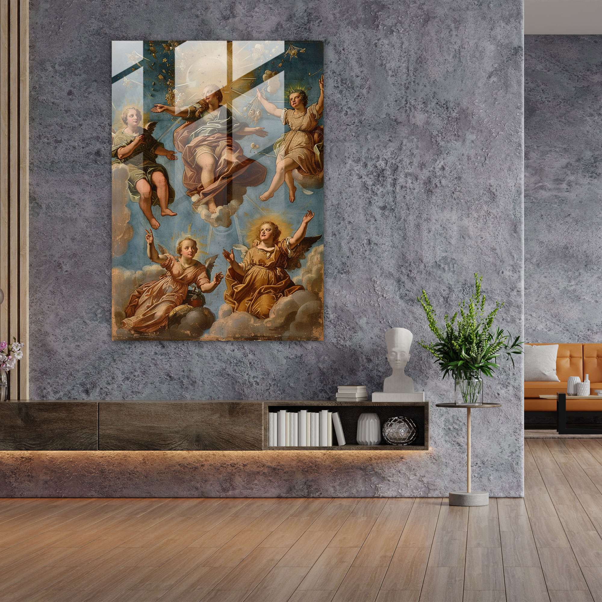 Efsanevi Göksel Cam Duvar Sanatı - Raffaello Sanzio Modern Sanat Duvar Dekorasyonu Ev Dekorasyonu