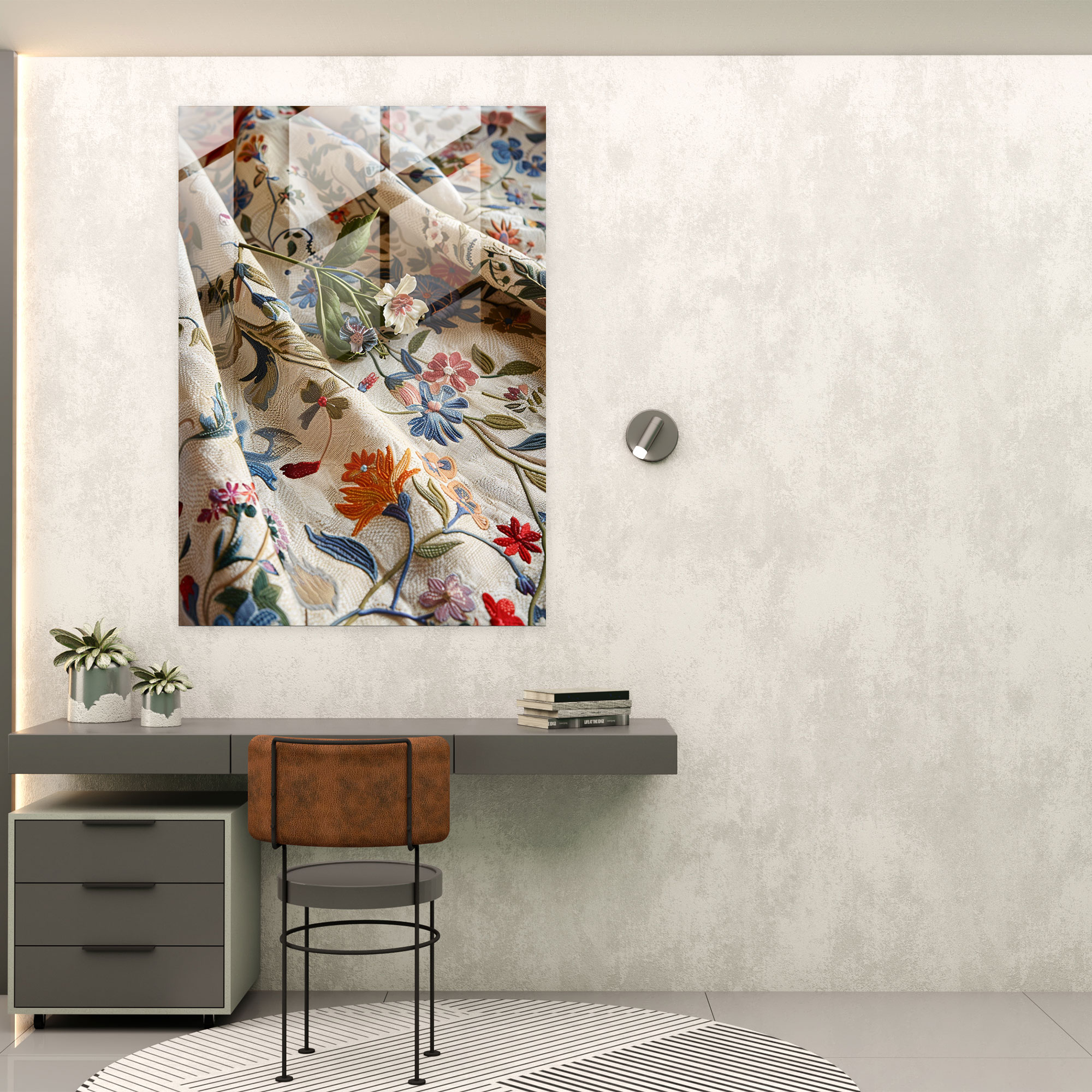 Çiçek Desenli Cam Tablo - Raffaello Sanzio Modern Sanat Cam Sanat Duvar Dekorasyonu