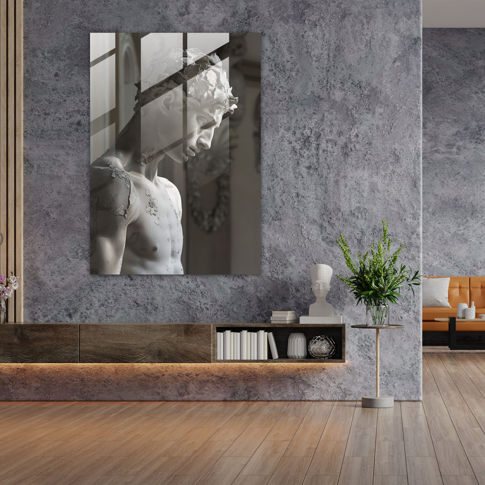Raffaello Sanzio'nun Heykelleri Yeniden Düşünülmüş Cam Tablo - Modern Sanat Cam Sanatı