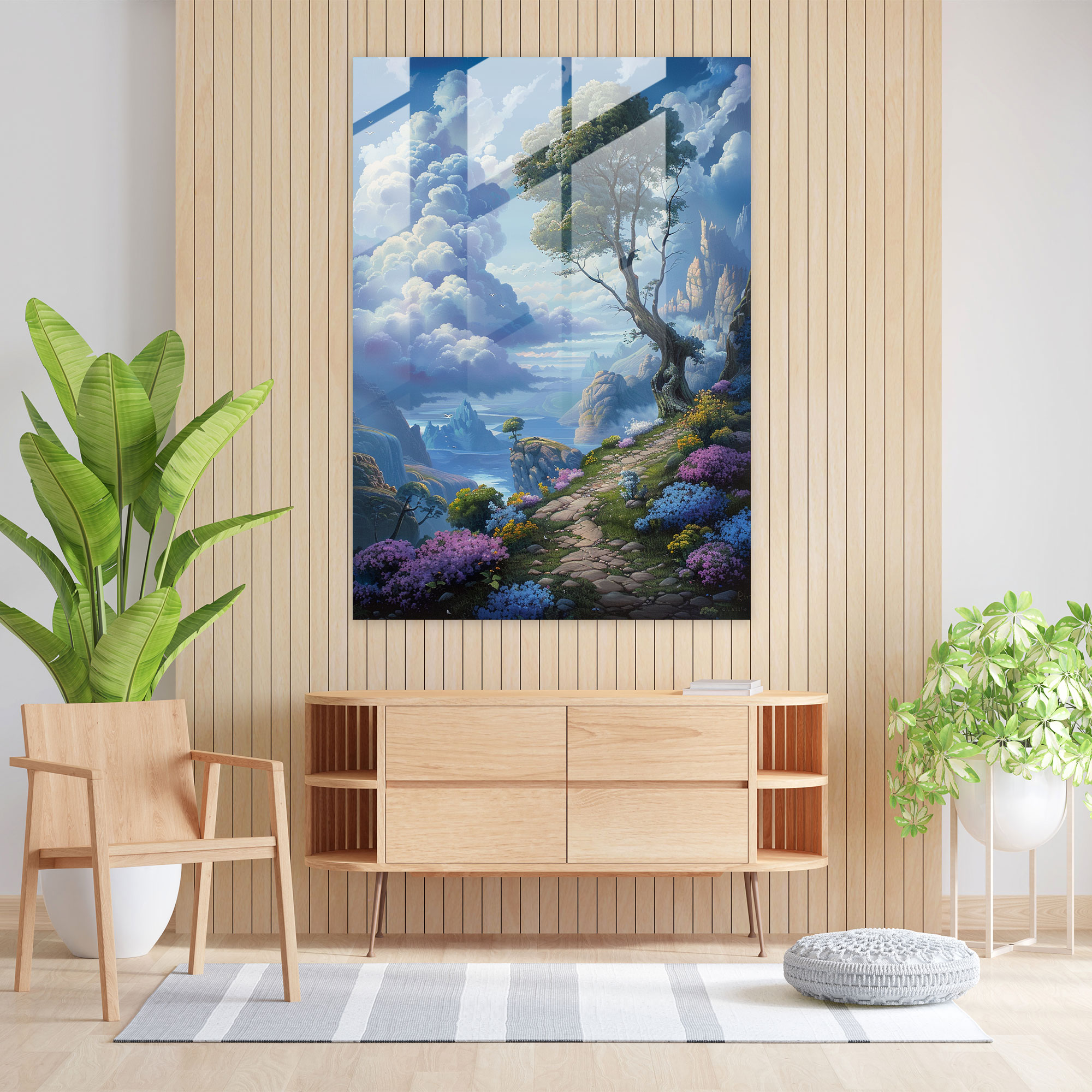 Fantastik Manzara Cam Tablo Sanatı - Raffaello Sanzio Ev Dekorasyonu