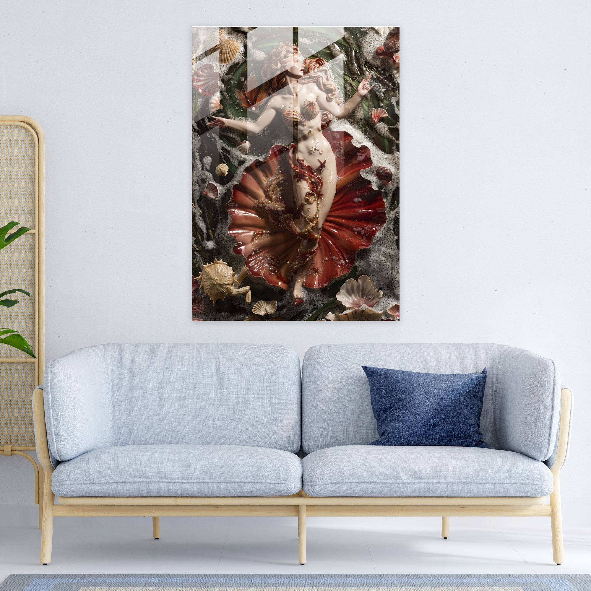 Raffaello Sanzio'nun Venüs'ün Doğuşu Cam Tablosu - Raffaello Sanzio Duvar Dekorasyonu Cam Duvar Sanatı Modern Sanat