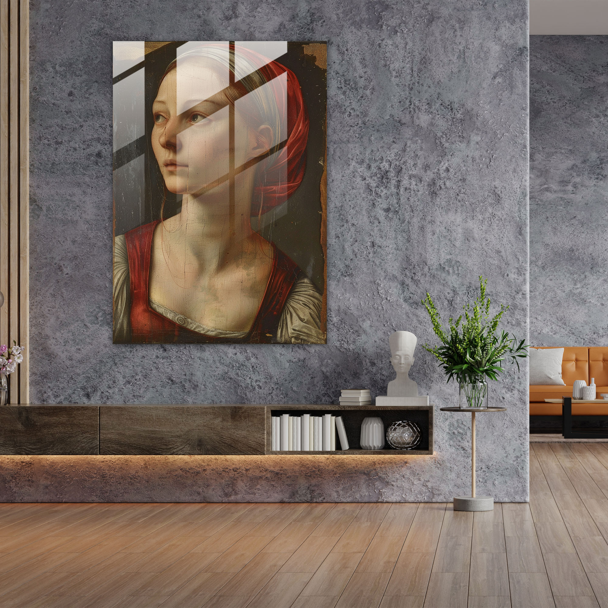 Raffaello Sanzio Genç Kadın Portresi Cam Tablo - Modern Sanat
