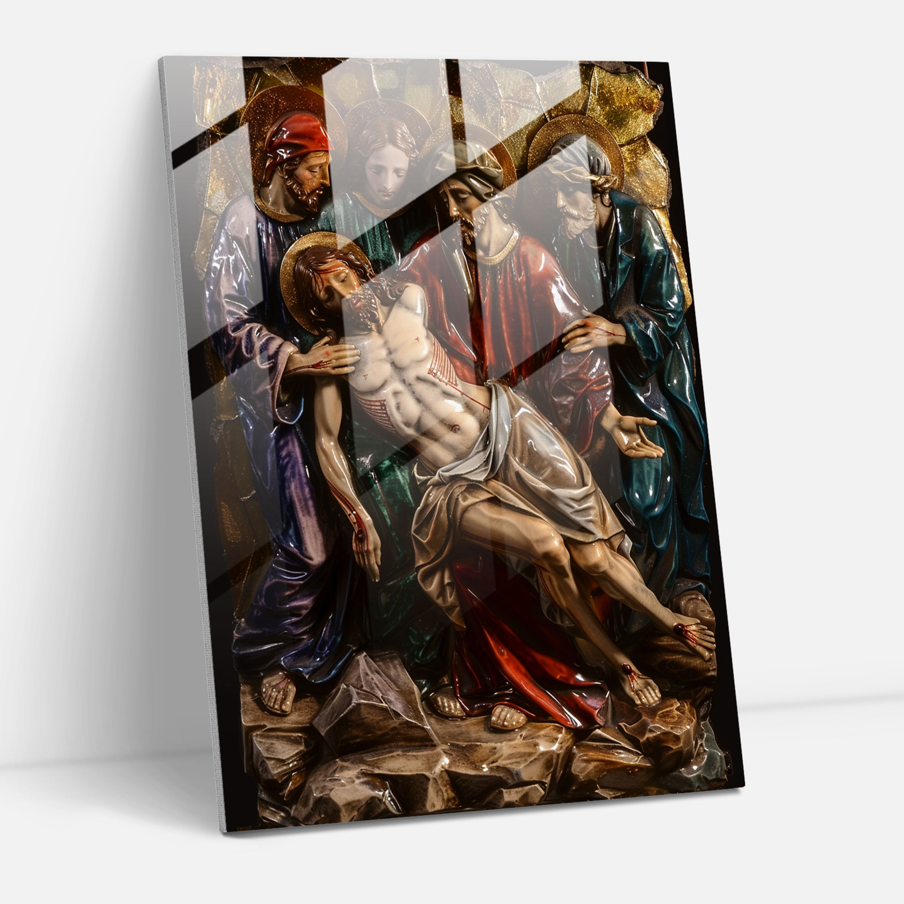 Raffaello Sanzio'nun İsa'nın Gömülmesi Cam Tablosu - Raffaello Sanzio Modern Sanat Cam Sanatı
