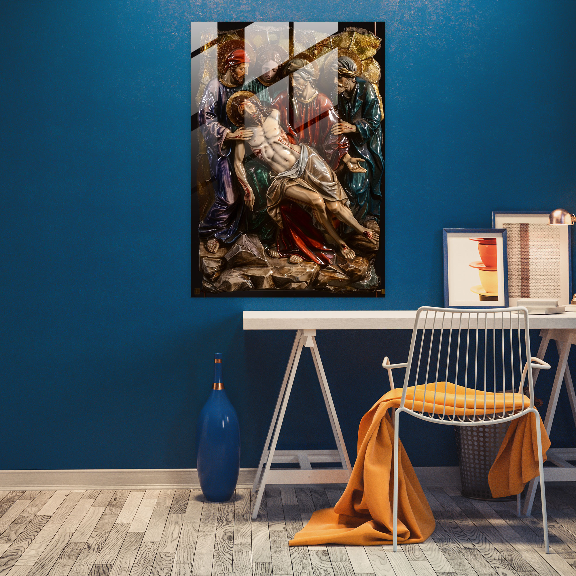Raffaello Sanzio'nun İsa'nın Gömülmesi Cam Tablosu - Raffaello Sanzio Modern Sanat Cam Sanatı