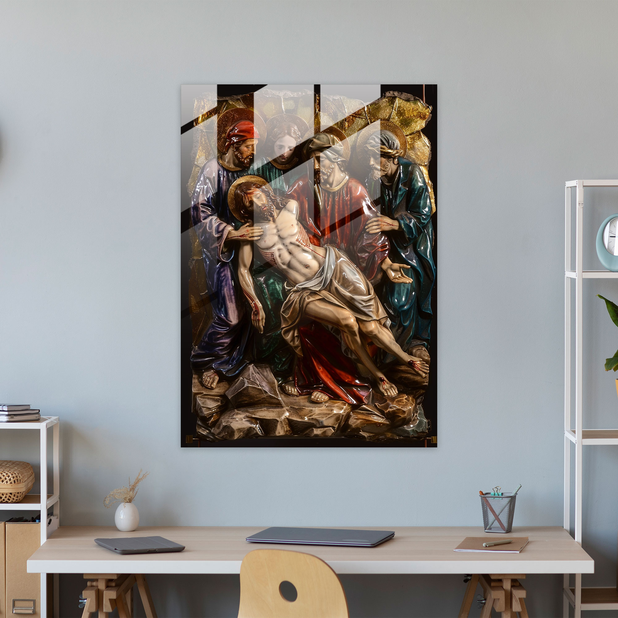Raffaello Sanzio'nun İsa'nın Gömülmesi Cam Tablosu - Raffaello Sanzio Modern Sanat Cam Sanatı