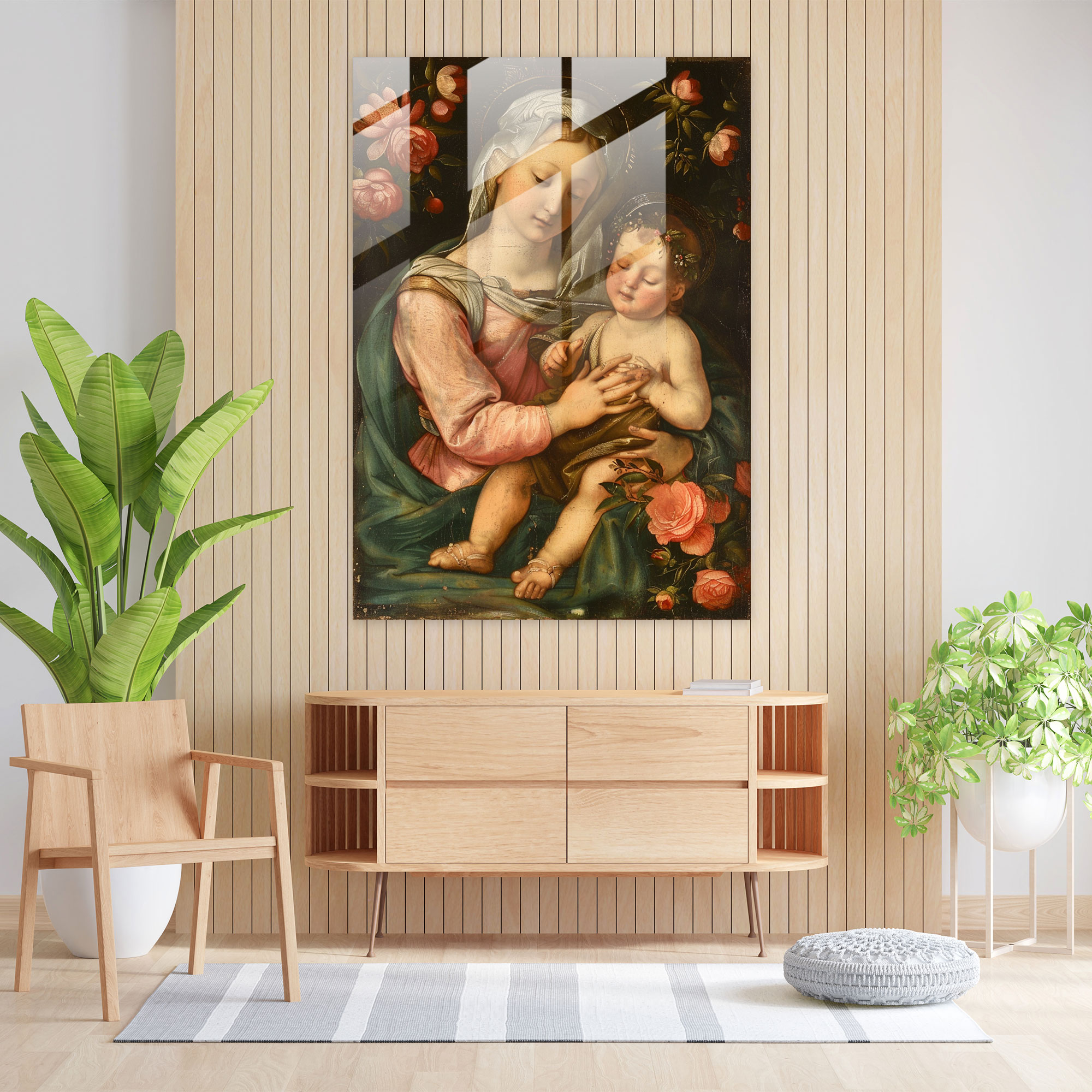 Huzur Veren Raffaello Sanzio Cam Tablo - Raffaello Sanzio Cam Tablo Uyum Aşk
