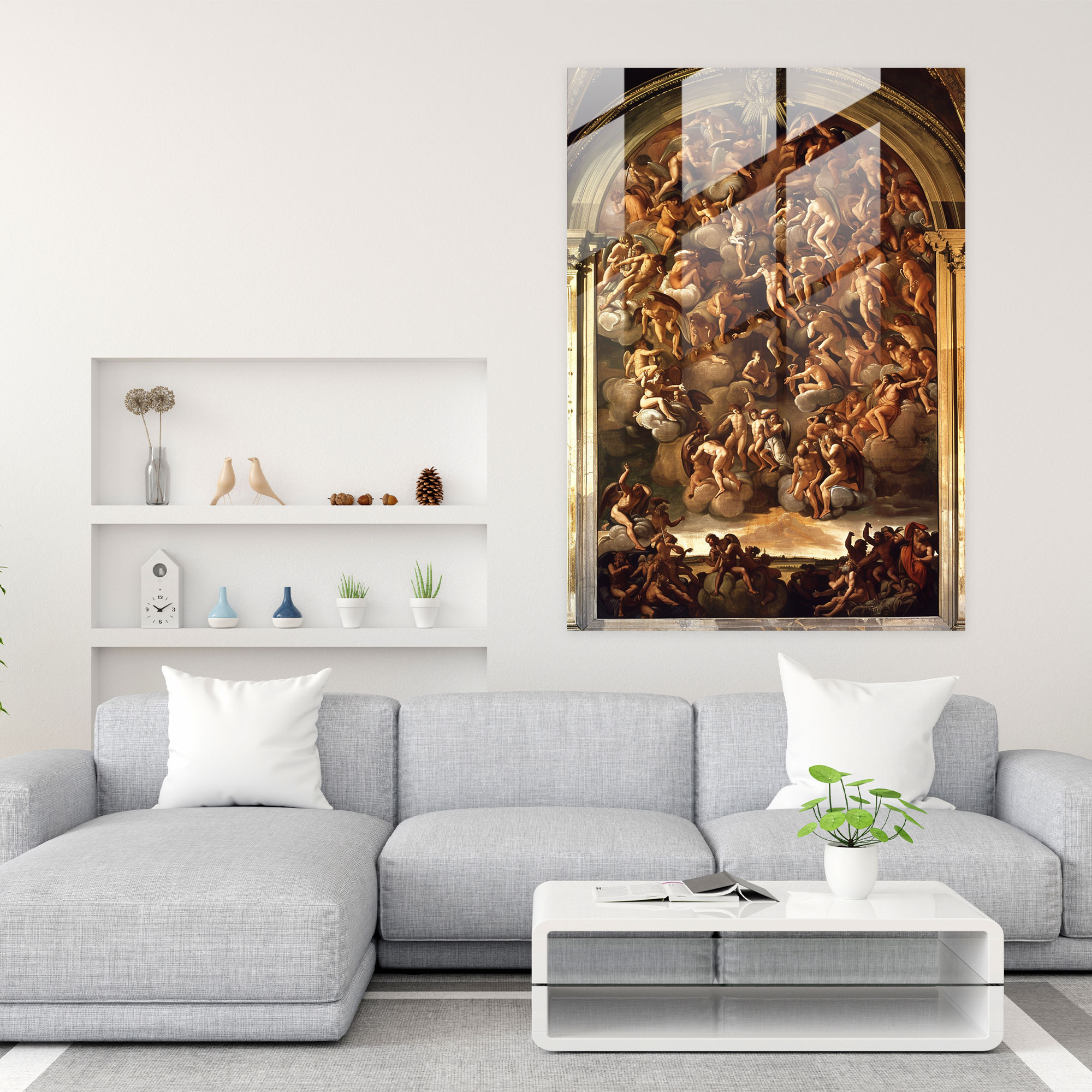 Raffaello Sanzio Wall Decoration: Son Yargı - Raffaello Sanzio Cam Tablo Modern Sanat