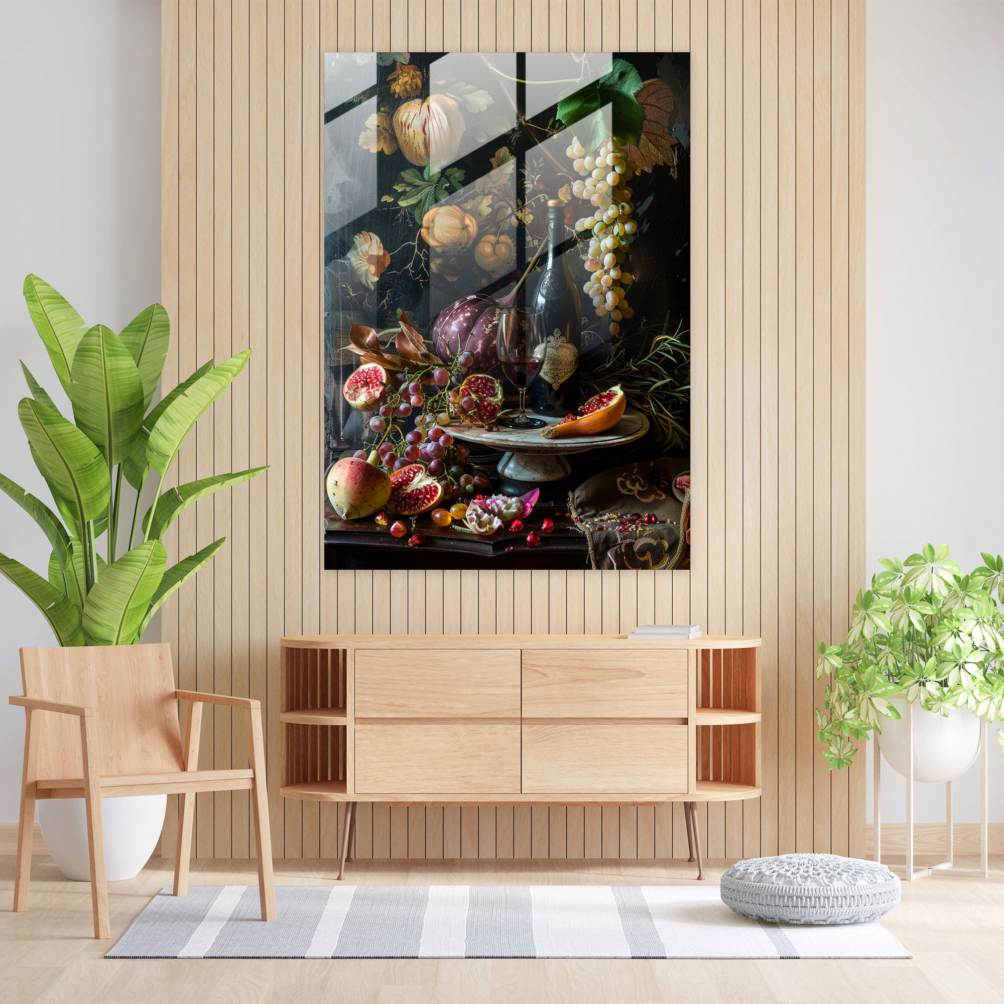 Raffaello Sanzio Still Life Cam Tablo Ev Dekorasyonu - Ev Dekorasyonu Detaylı İşçilik Cam Tablo