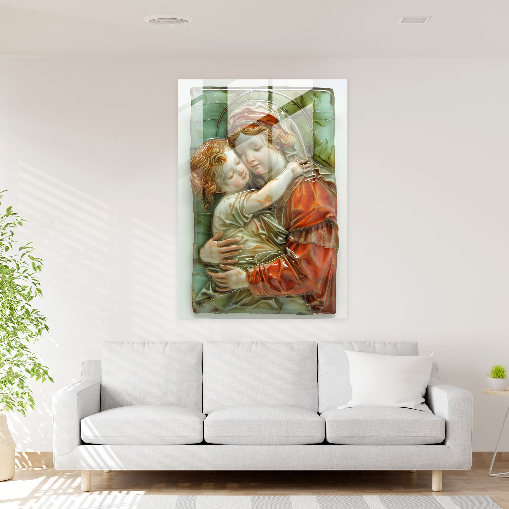 Raffaello Sanzio Cam Sanatı - Sistine Madonna - Duvar Dekorasyonu Cam Tablo