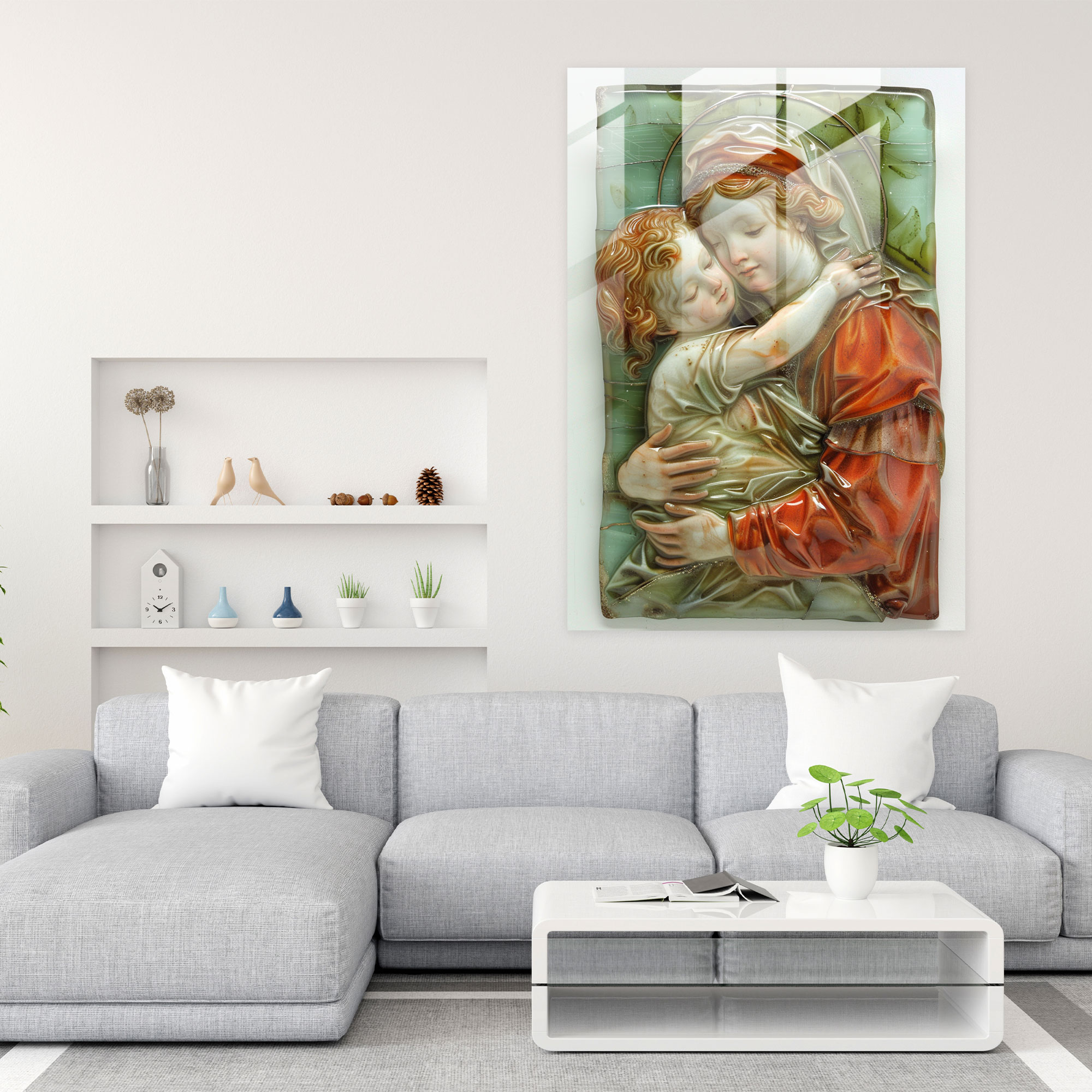 Raffaello Sanzio Cam Sanatı - Sistine Madonna - Duvar Dekorasyonu Cam Tablo