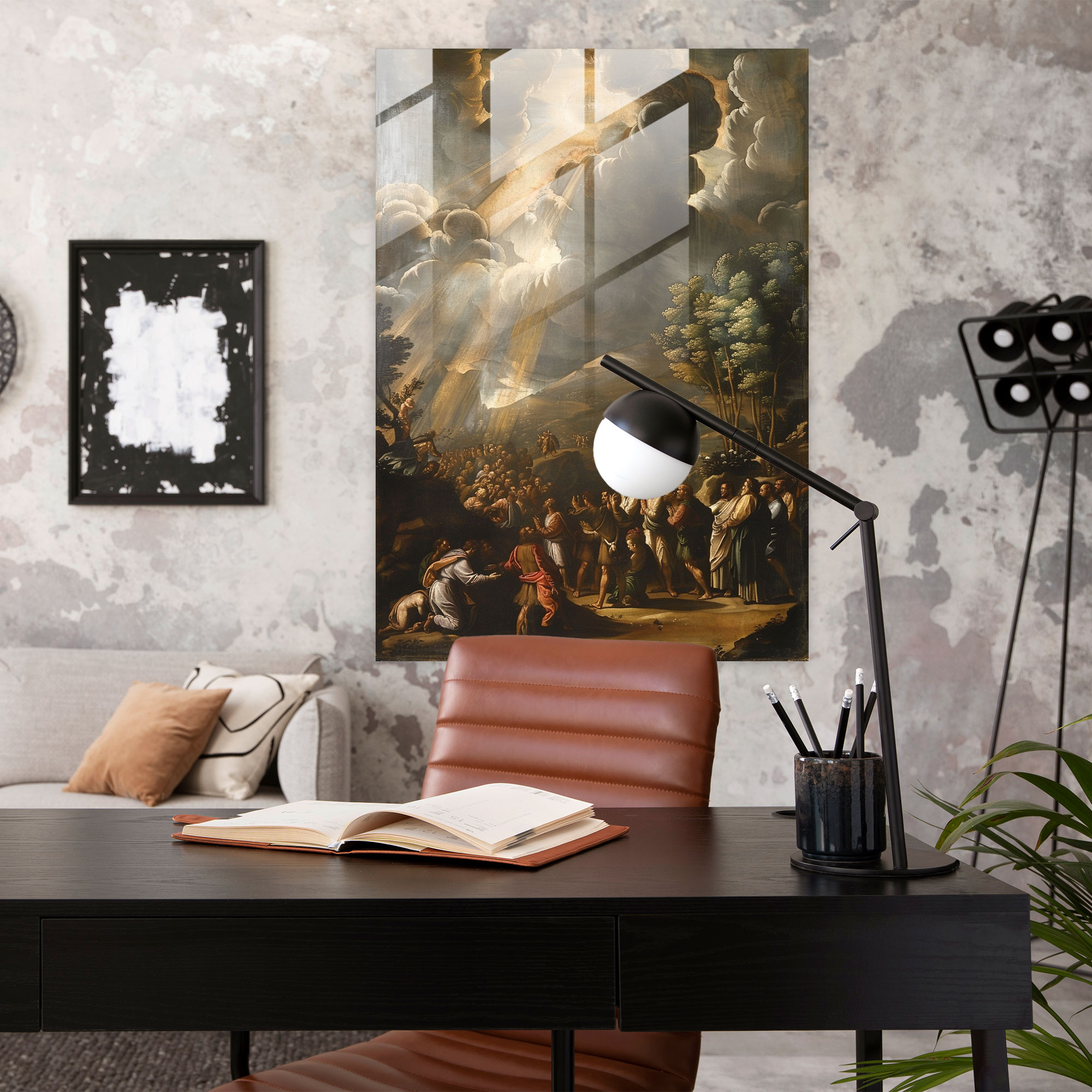 Parlak Aydınlatmalı Cam Tablo Sanatı - Raffaello Sanzio Modern Sanat Kanvas Tablo