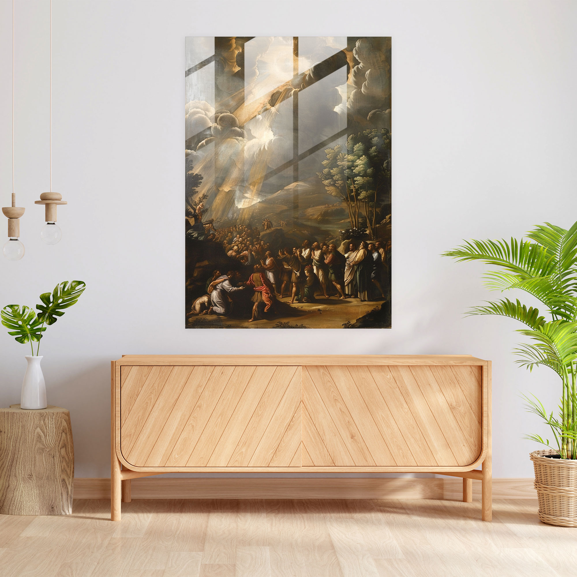 Parlak Aydınlatmalı Cam Tablo Sanatı - Raffaello Sanzio Modern Sanat Kanvas Tablo