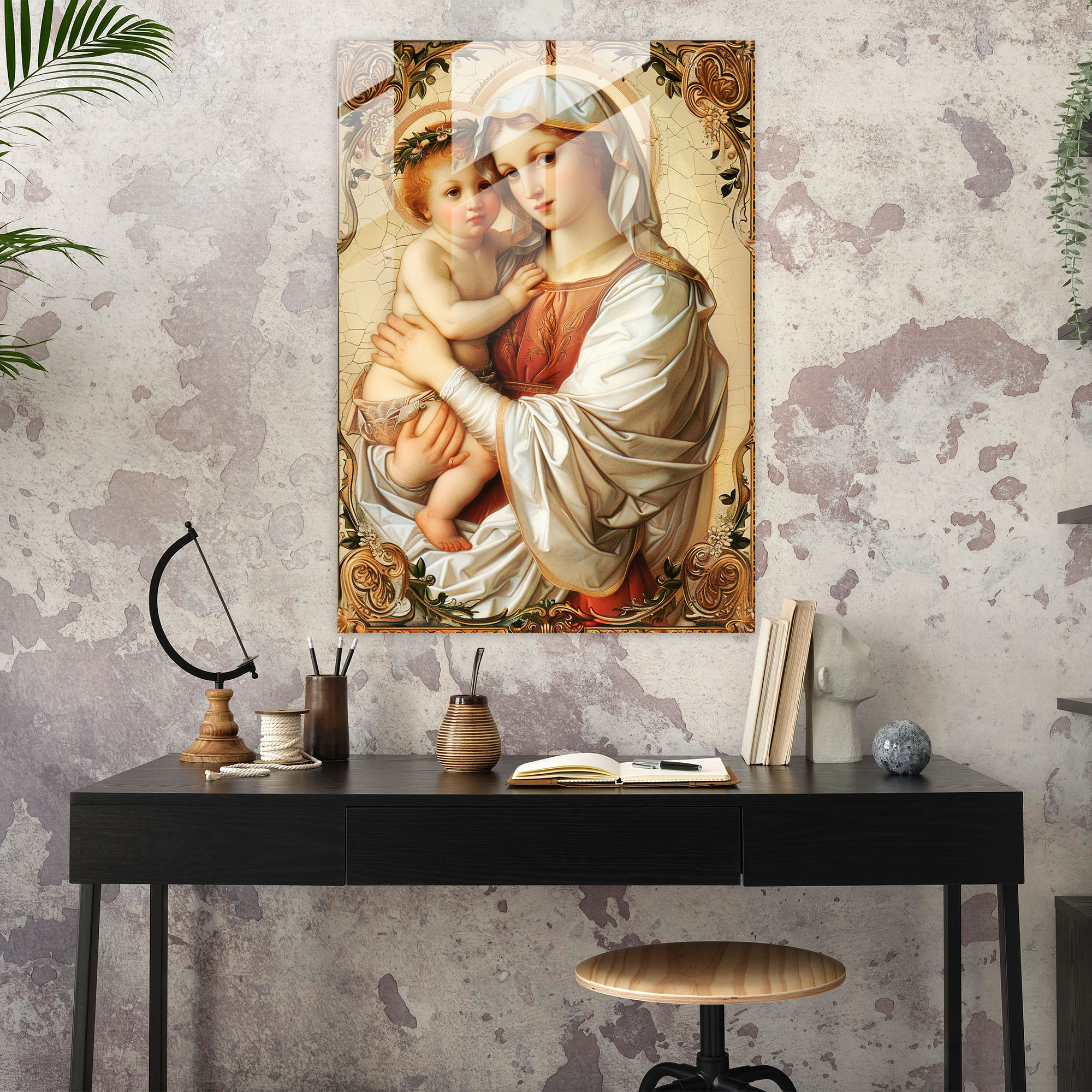 Raffaello Sanzio Cam Tablo - Raffaello Sanzio Cam Sanatı Cam Tablo
