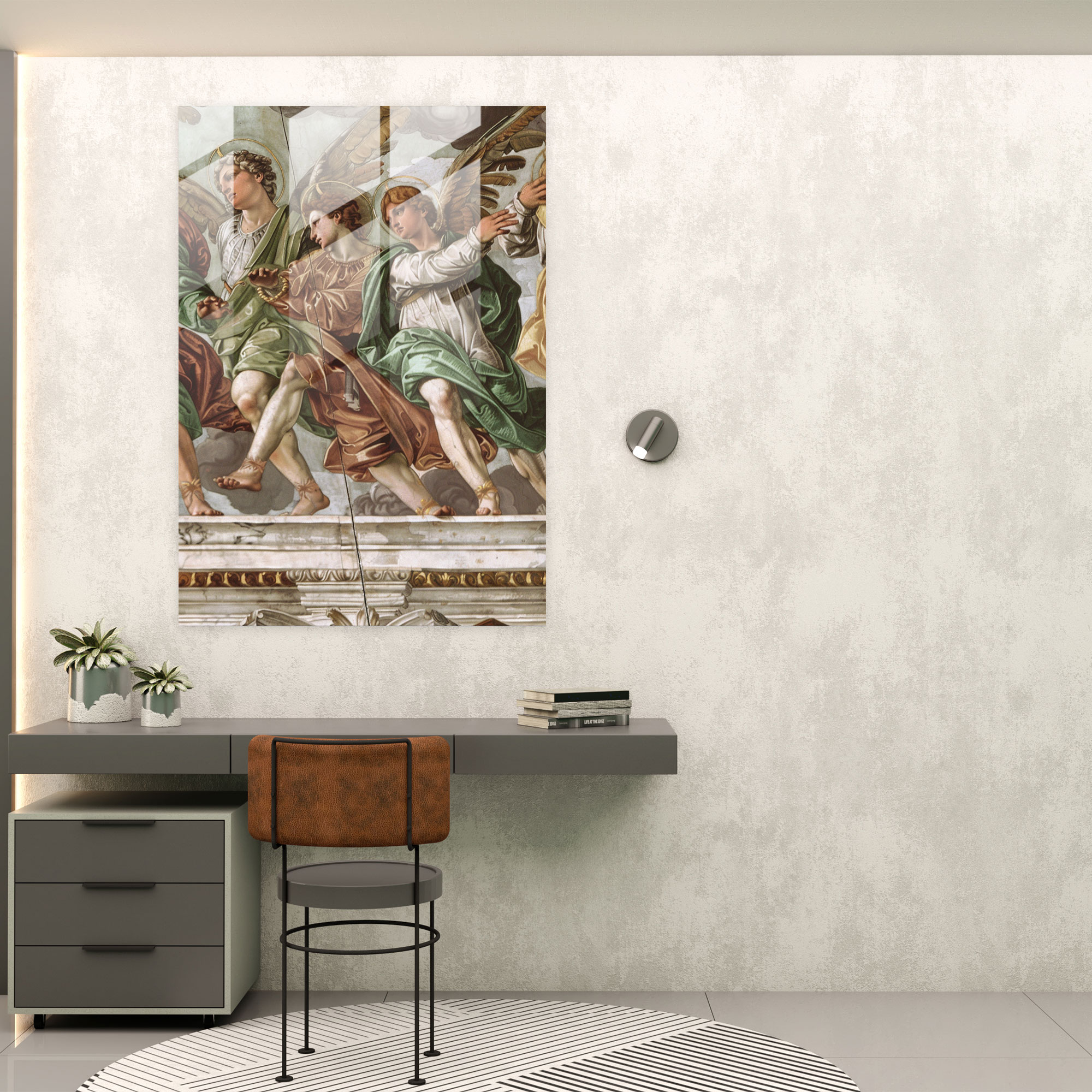 Raffaello Sanzio Cam Tablo Sanatı - Modern Sanat Tipli Raffaello Sanzio Cam Tablo
