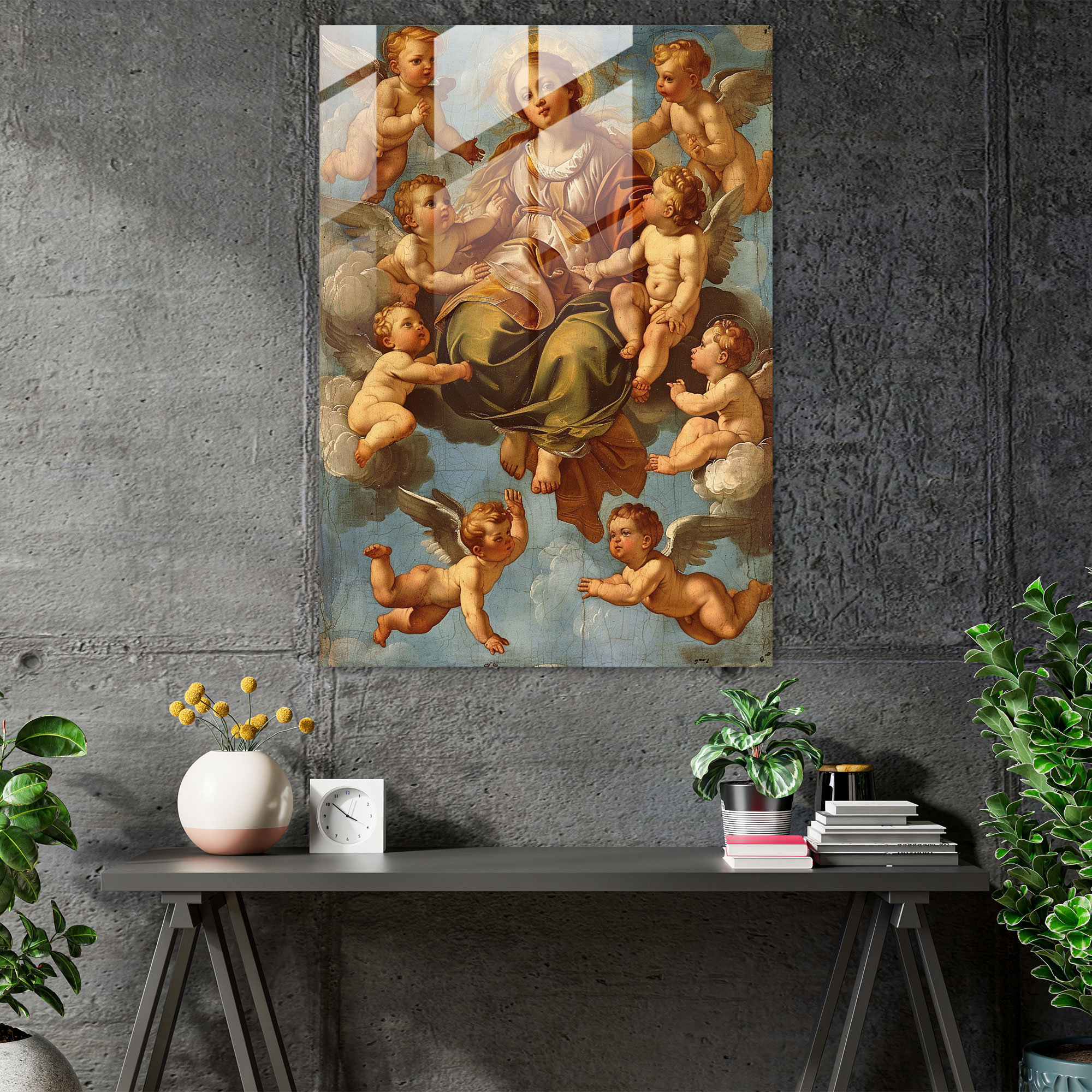 Raffaello Sanzio Cam Tablo Sanatı - Modern Tasarım Duvar Dekorasyonu