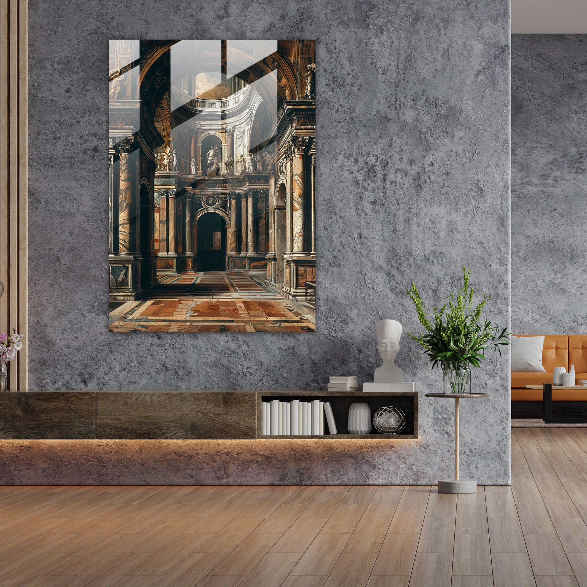 Mimari Cam Tablo - Raffaello Sanzio Modern Sanat Cam Sanatı Cam Tablo