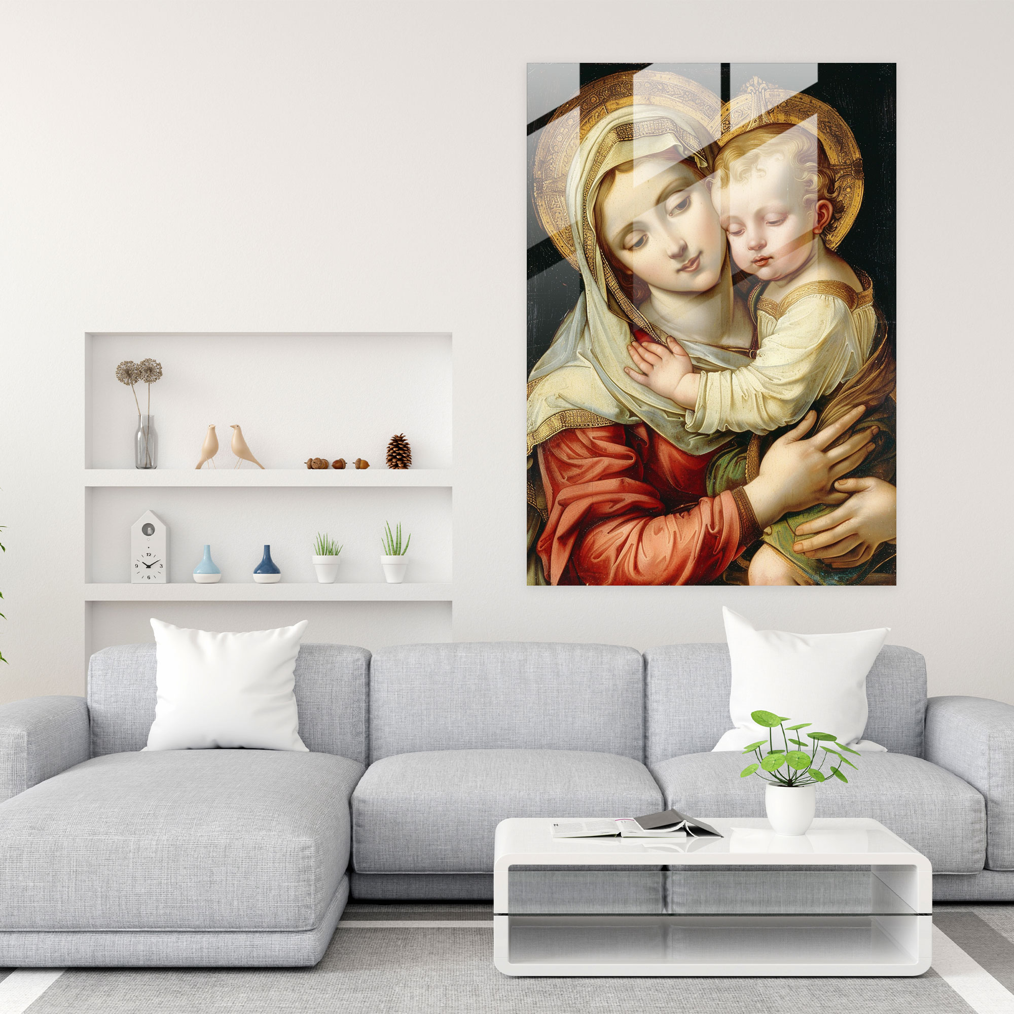 Raffaello Sanzio Cam Tablo Sanatı - Madonna Ev Dekorasyonu Cam Sanatı