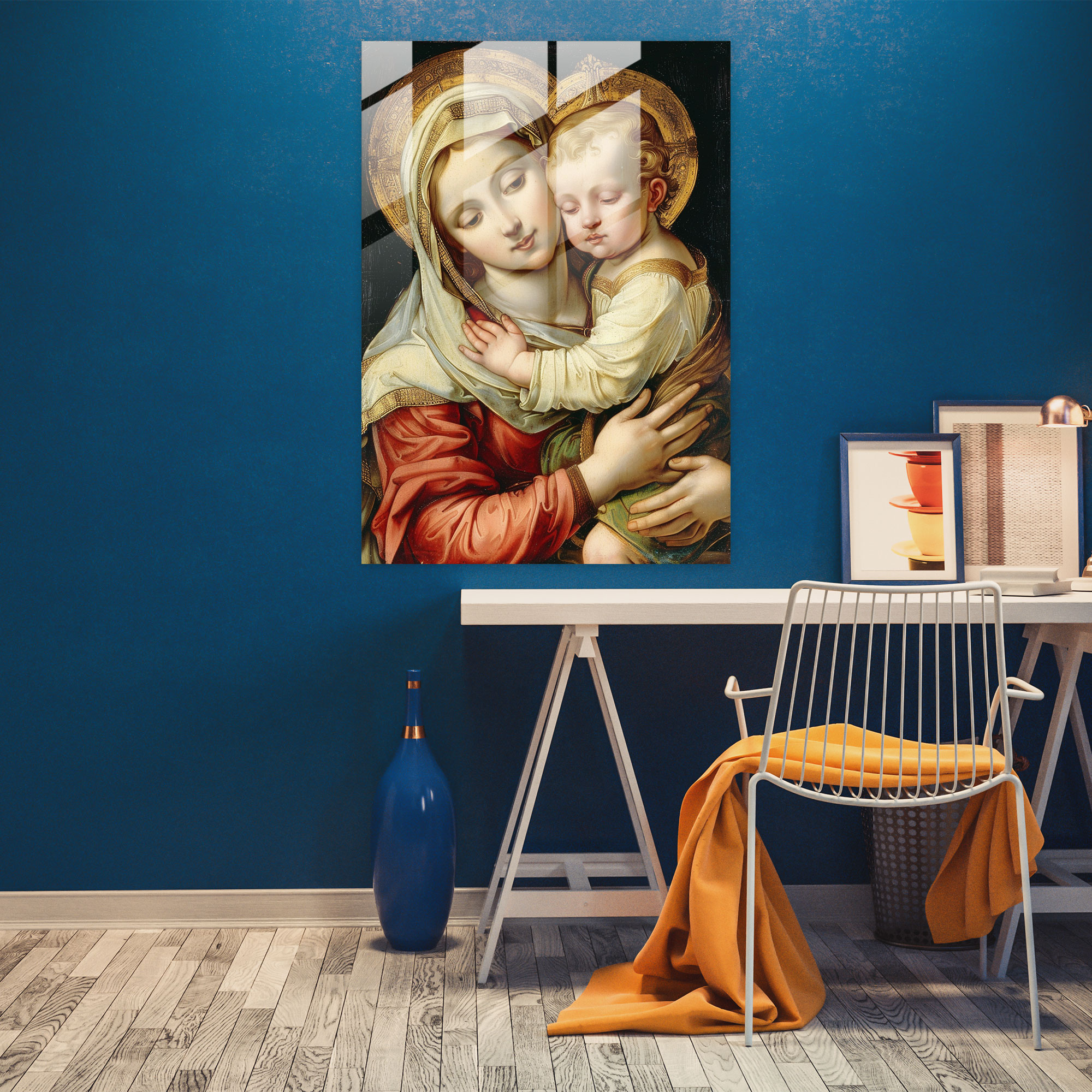 Raffaello Sanzio Cam Tablo Sanatı - Madonna Ev Dekorasyonu Cam Sanatı
