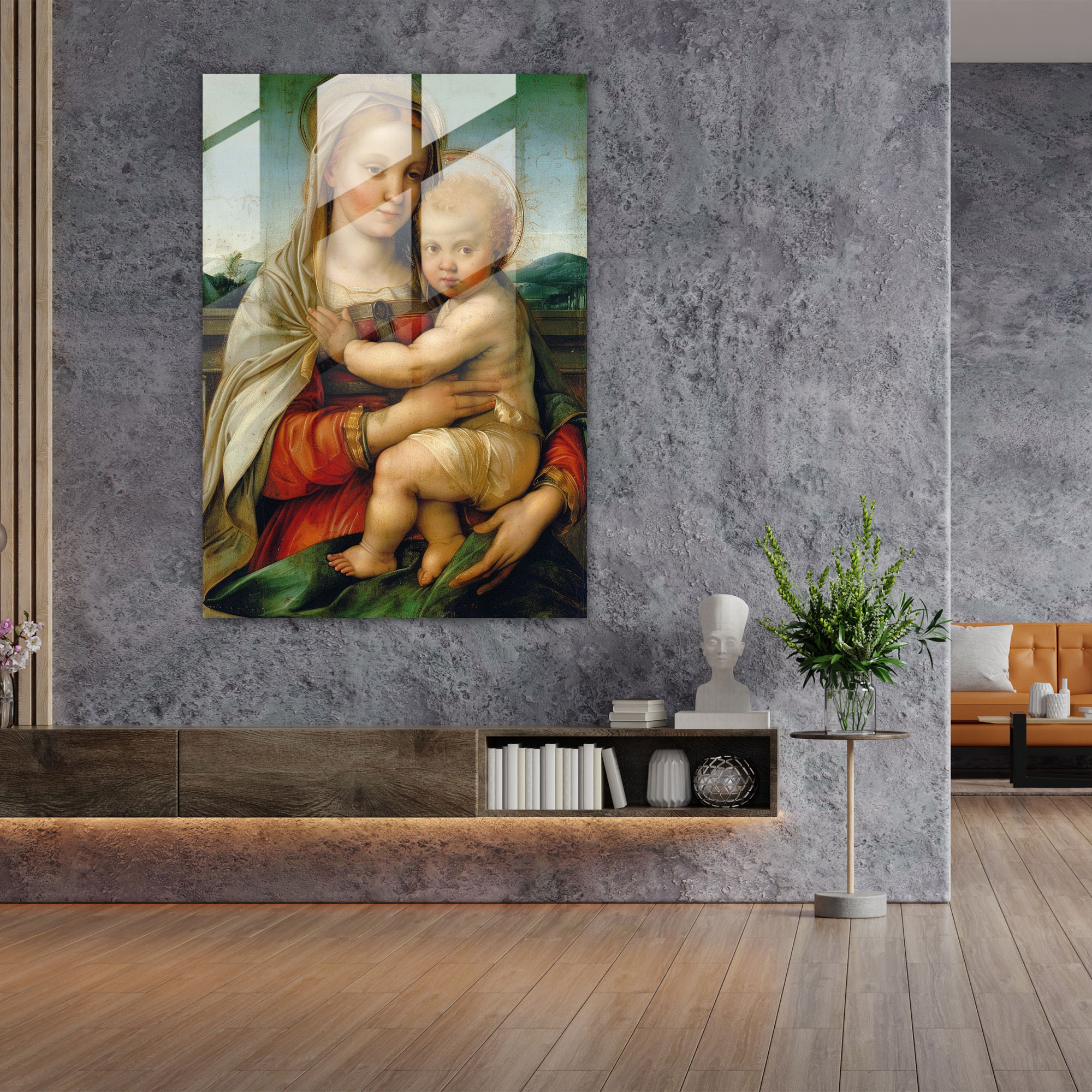 Raffaello Sanzio Cam Tablo Sanatı - Modern Sanat Duvar Dekorasyonu
